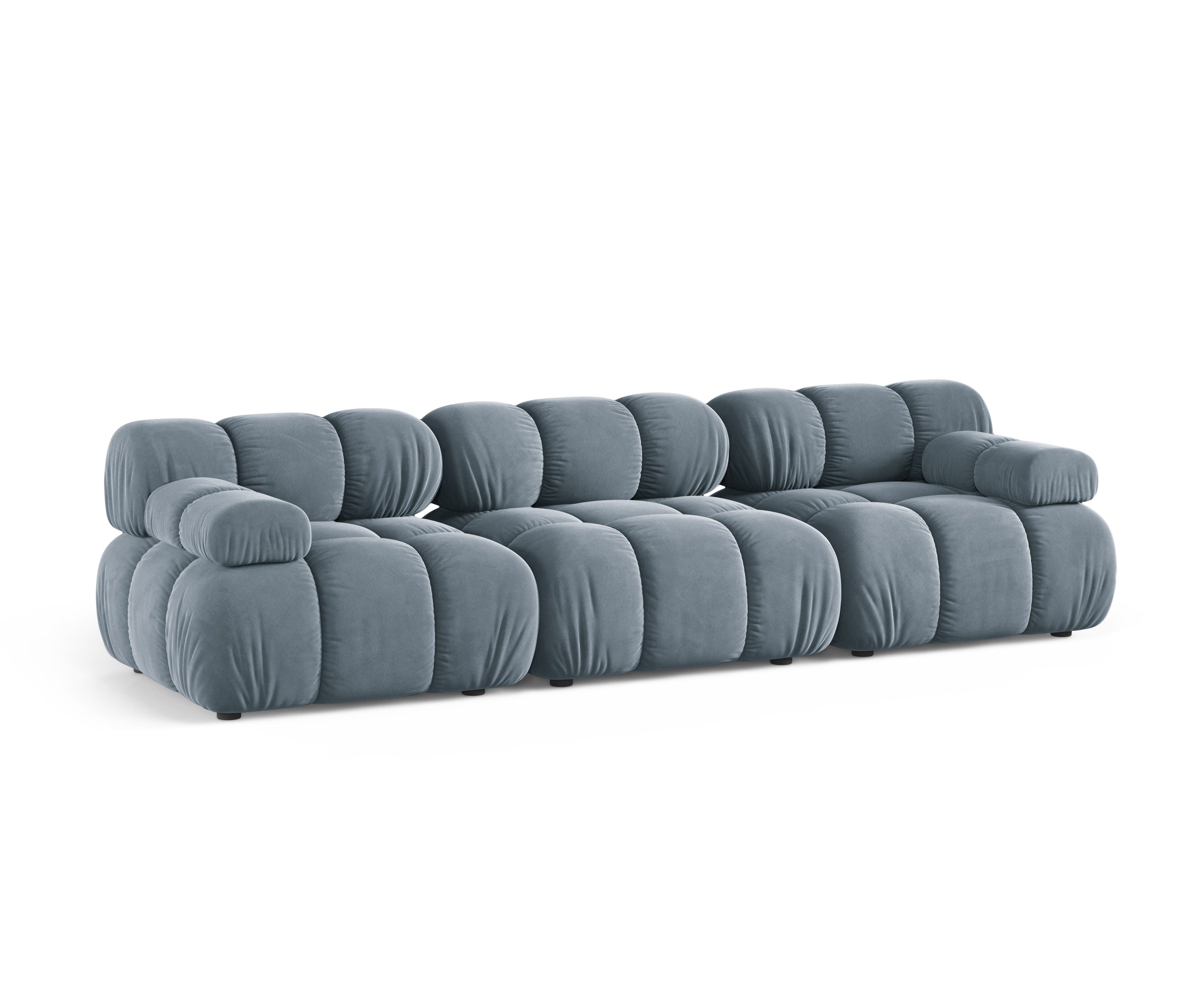 Modulares 3-Sitzer-Sofa aus Samt BELLIS in Blau