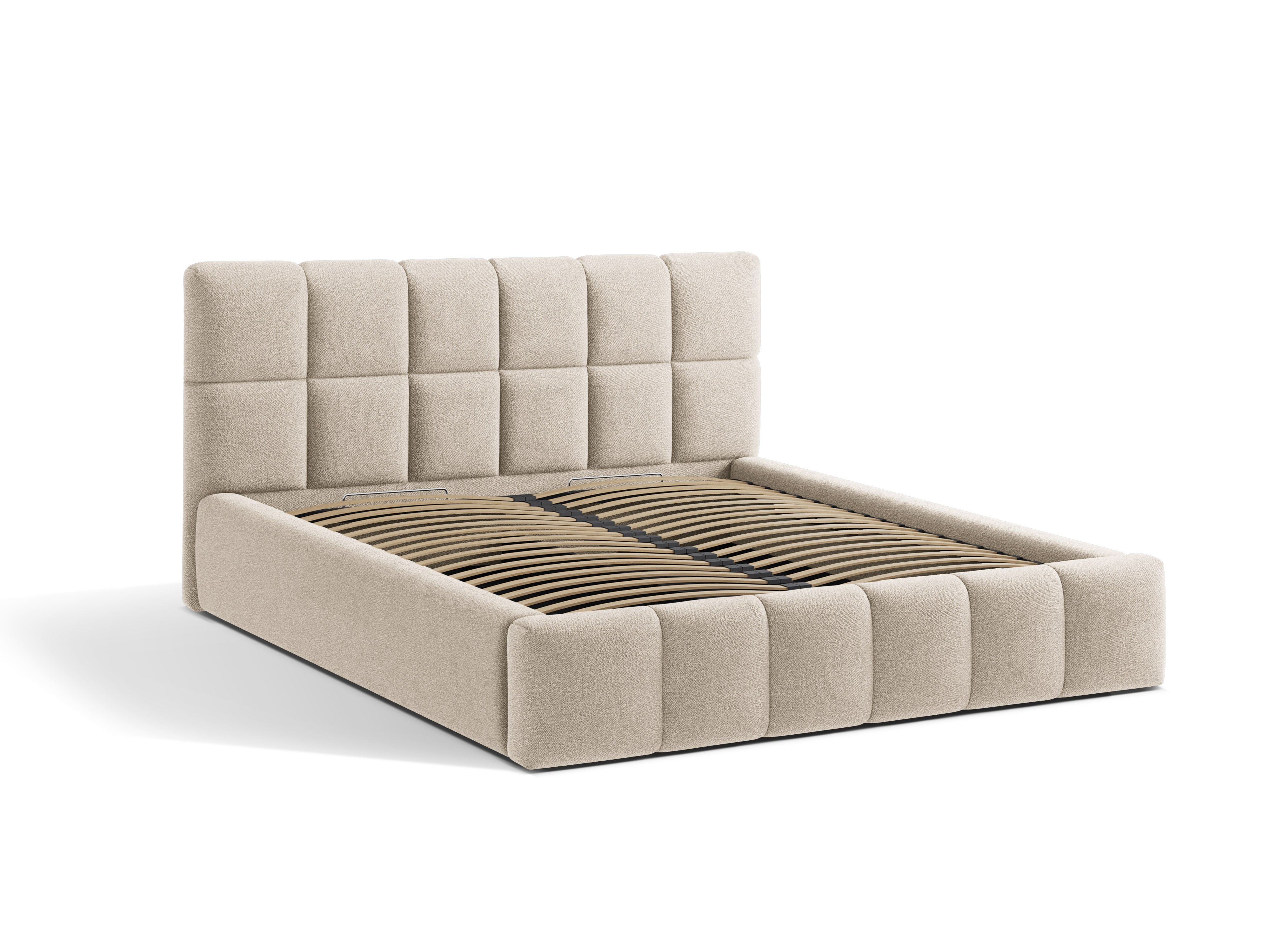 BELLIS Bett mit Bettkasten in beigem Boucle