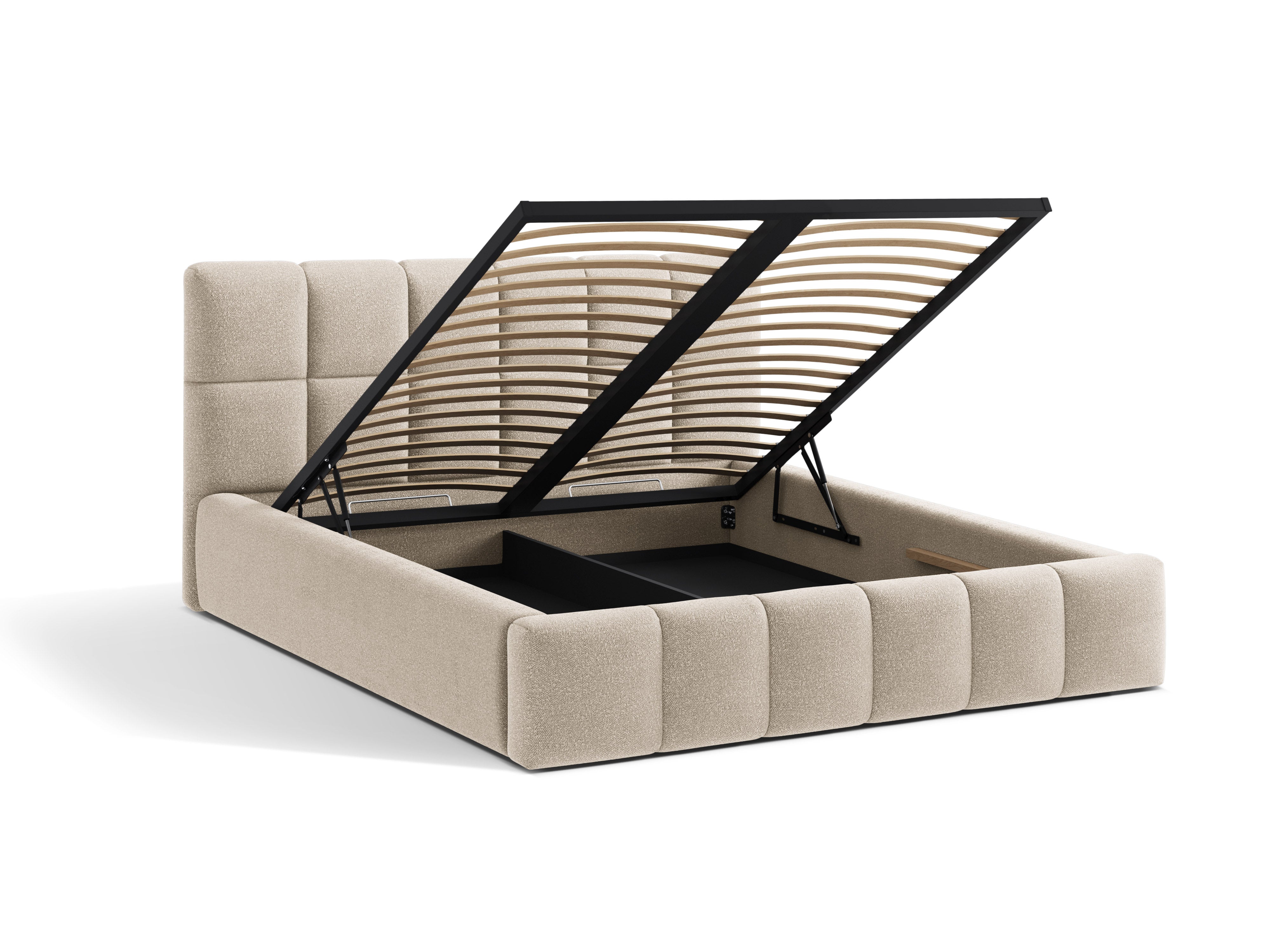 BELLIS Bett mit Bettkasten in beigem Boucle