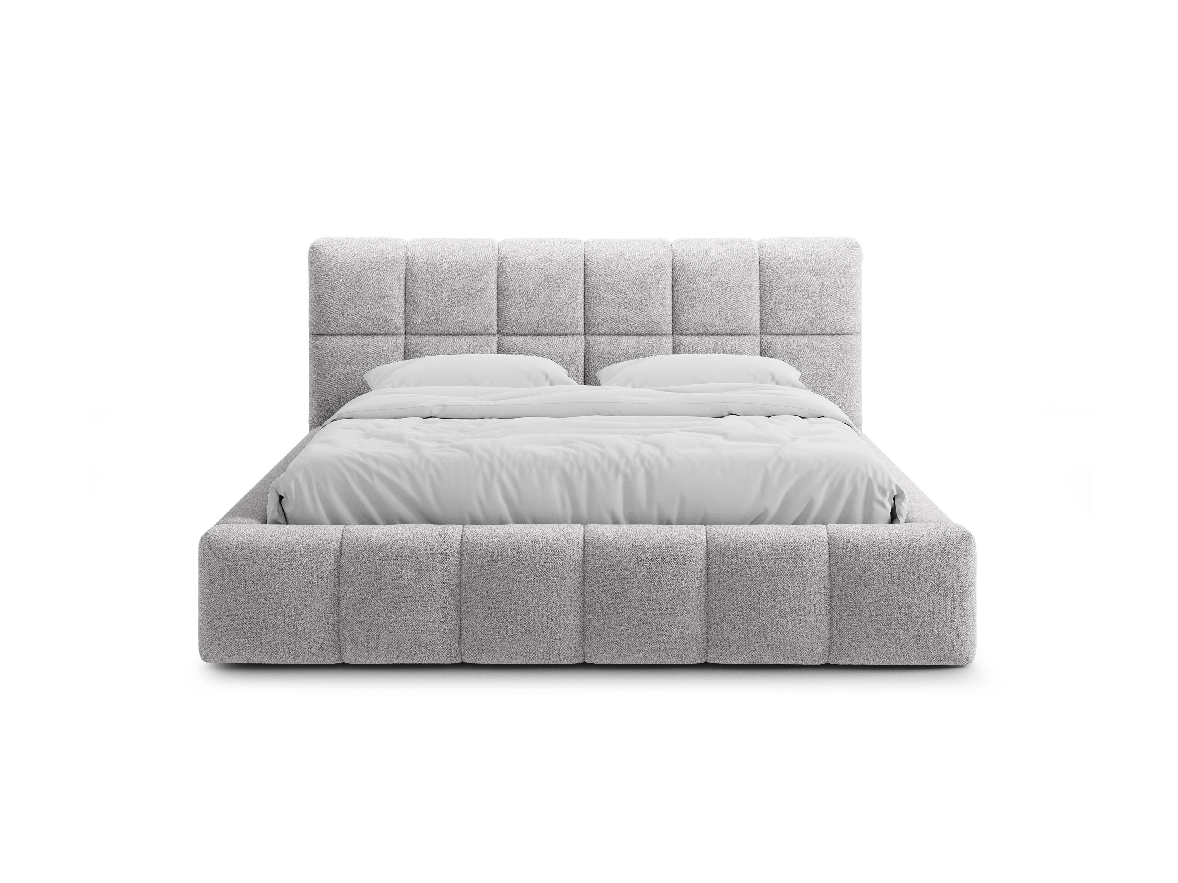 BELLIS Bett mit Bettkasten in hellgrauem Boucle