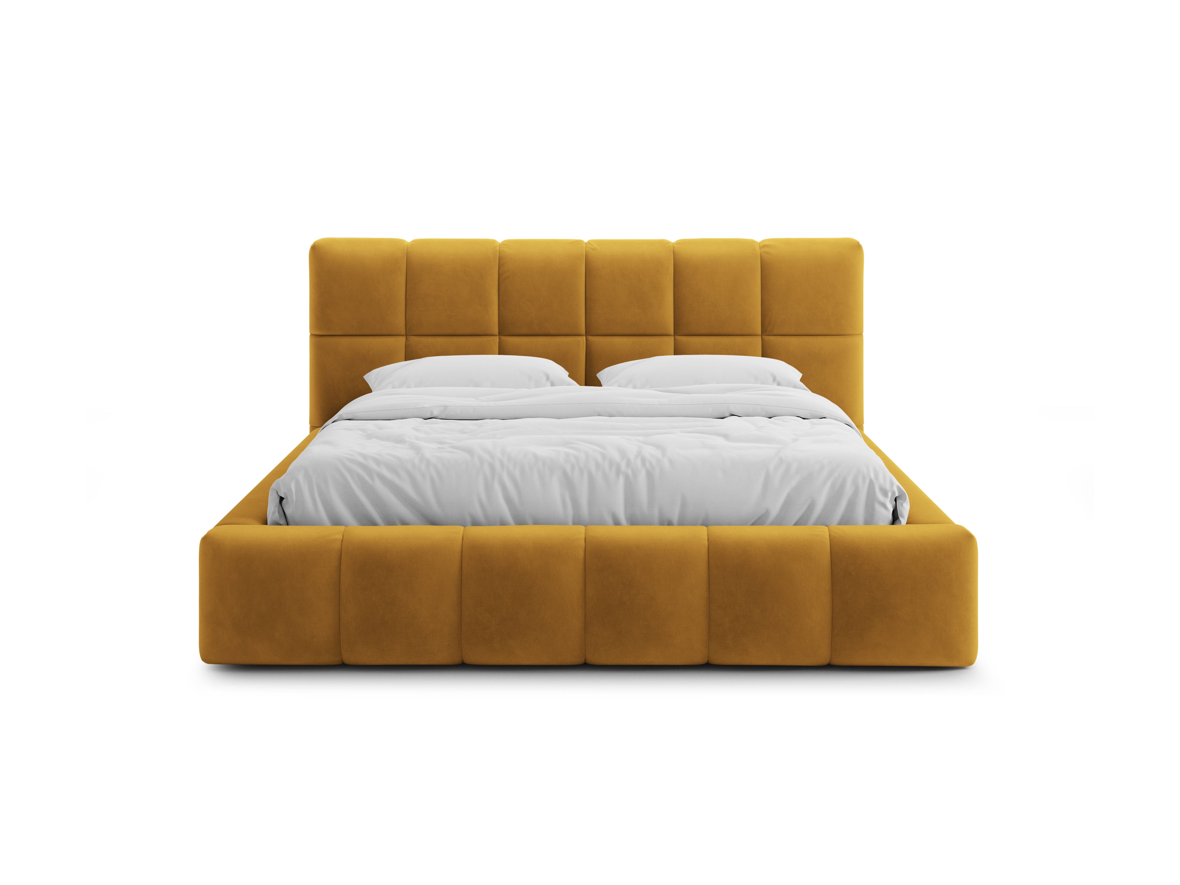 Samtbett mit Bettkasten BELLIS in Senfgelb