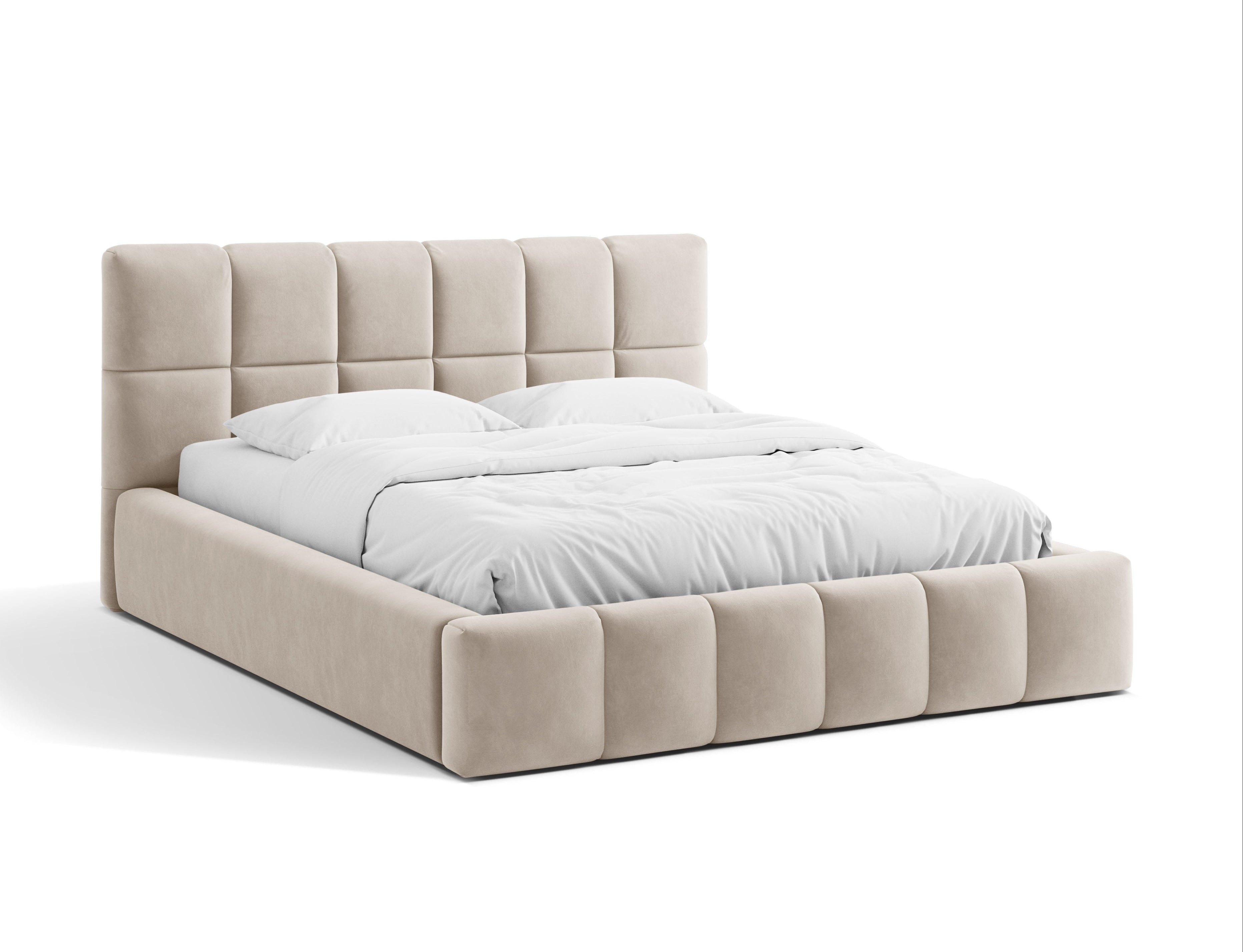 Samtbett mit Bettkasten BELLIS in Beige