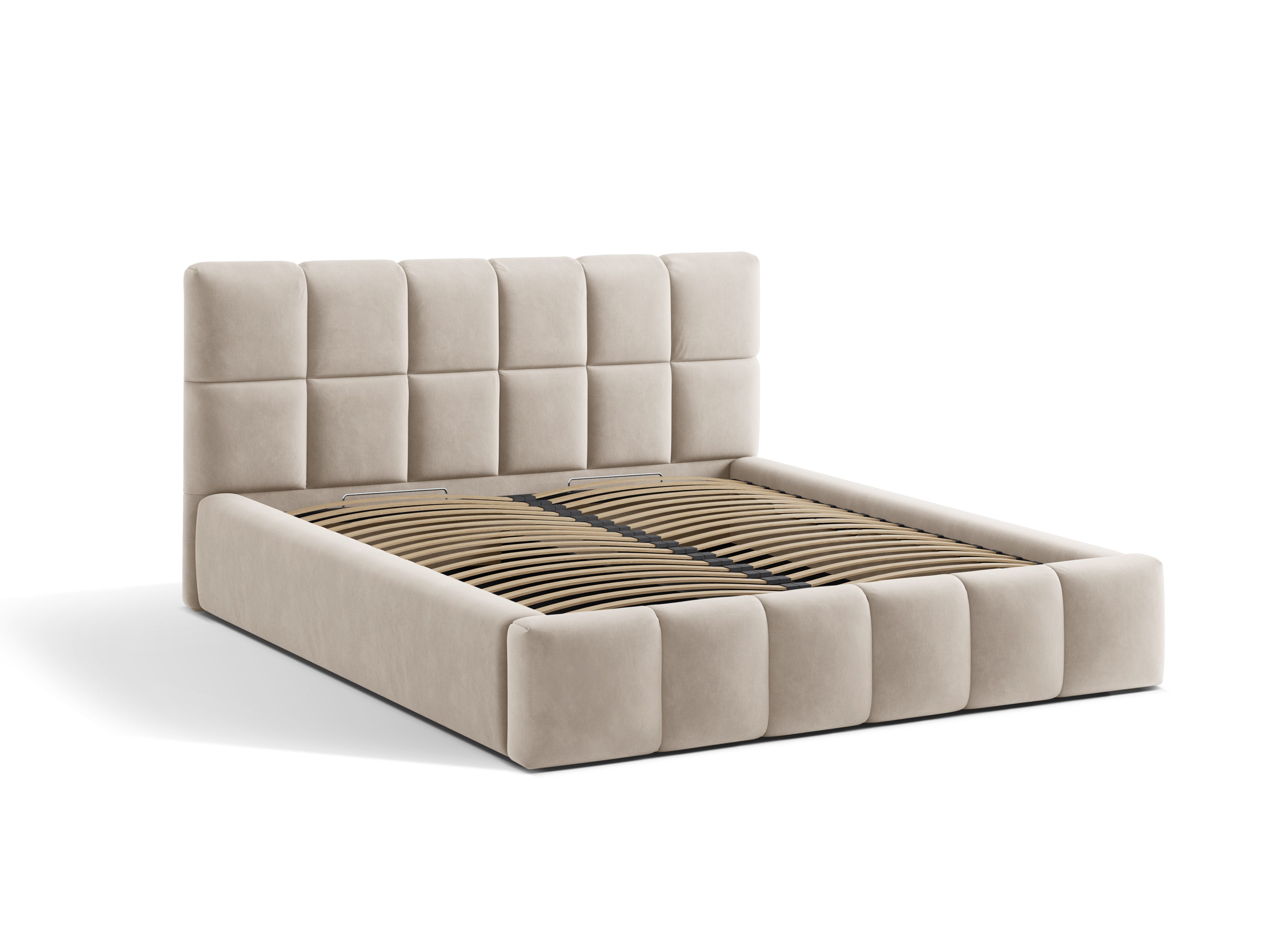 Samtbett mit Bettkasten BELLIS in Beige