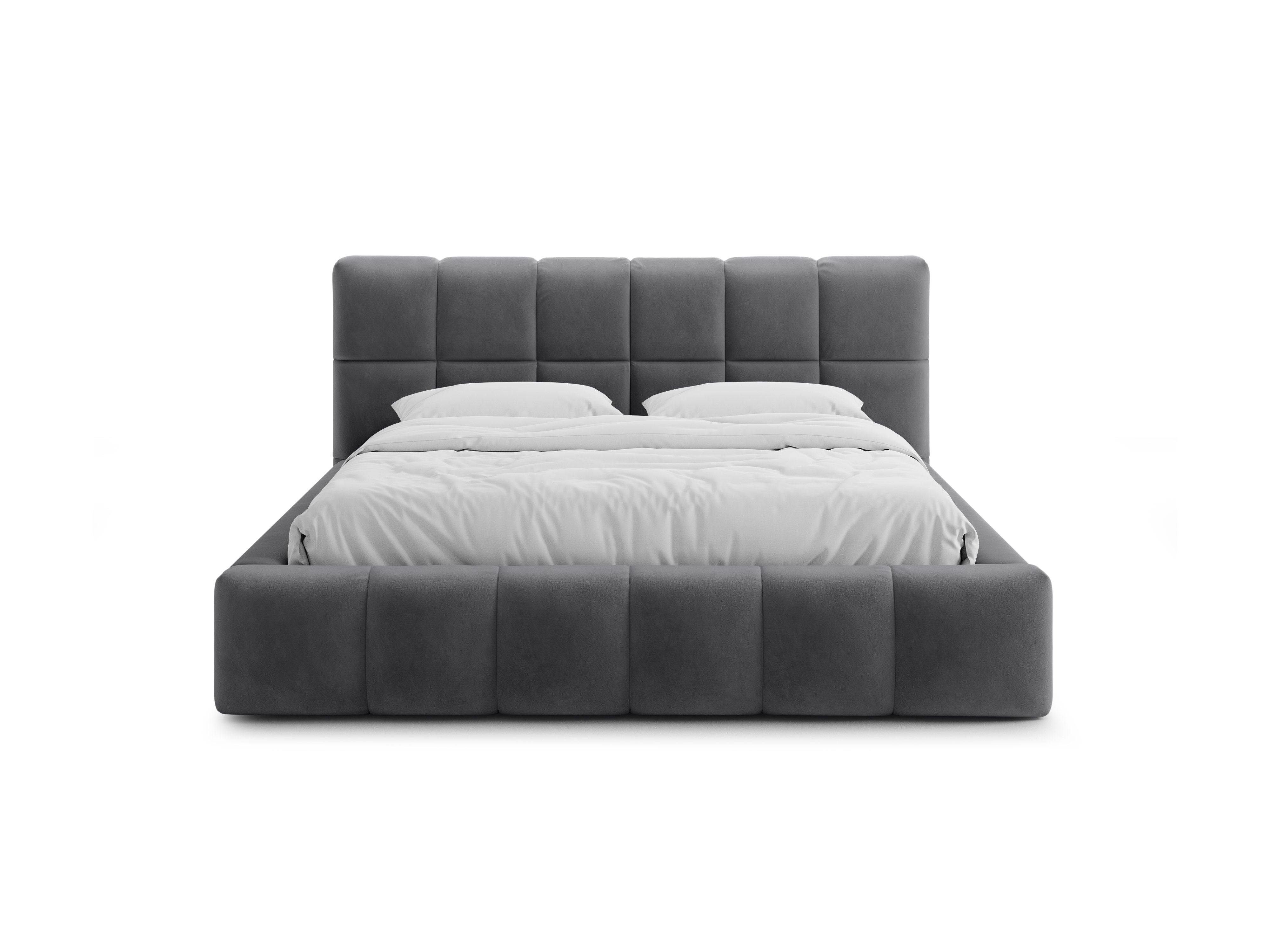 Samtbett mit Bettkasten BELLIS in Grau