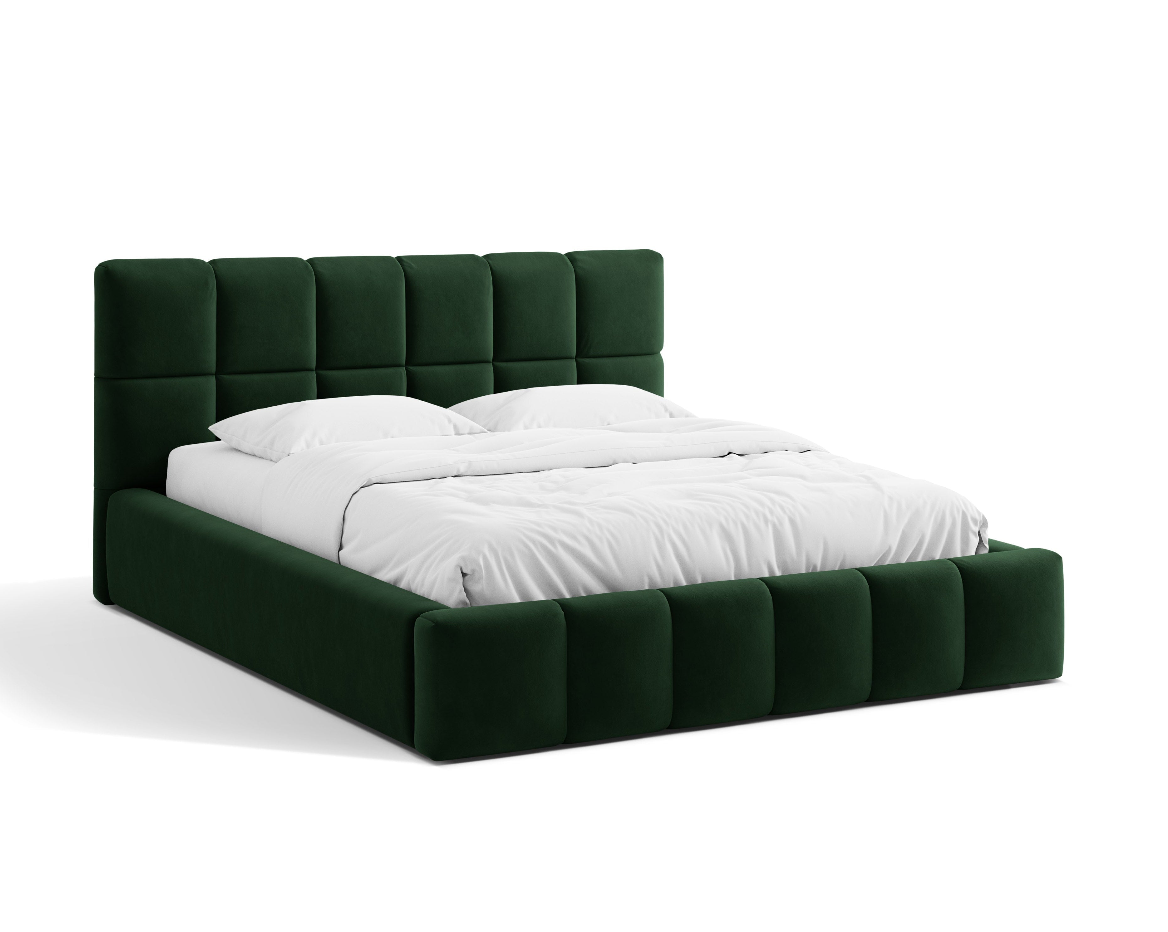 Samtbett mit Bettkasten BELLIS in Flaschengrün