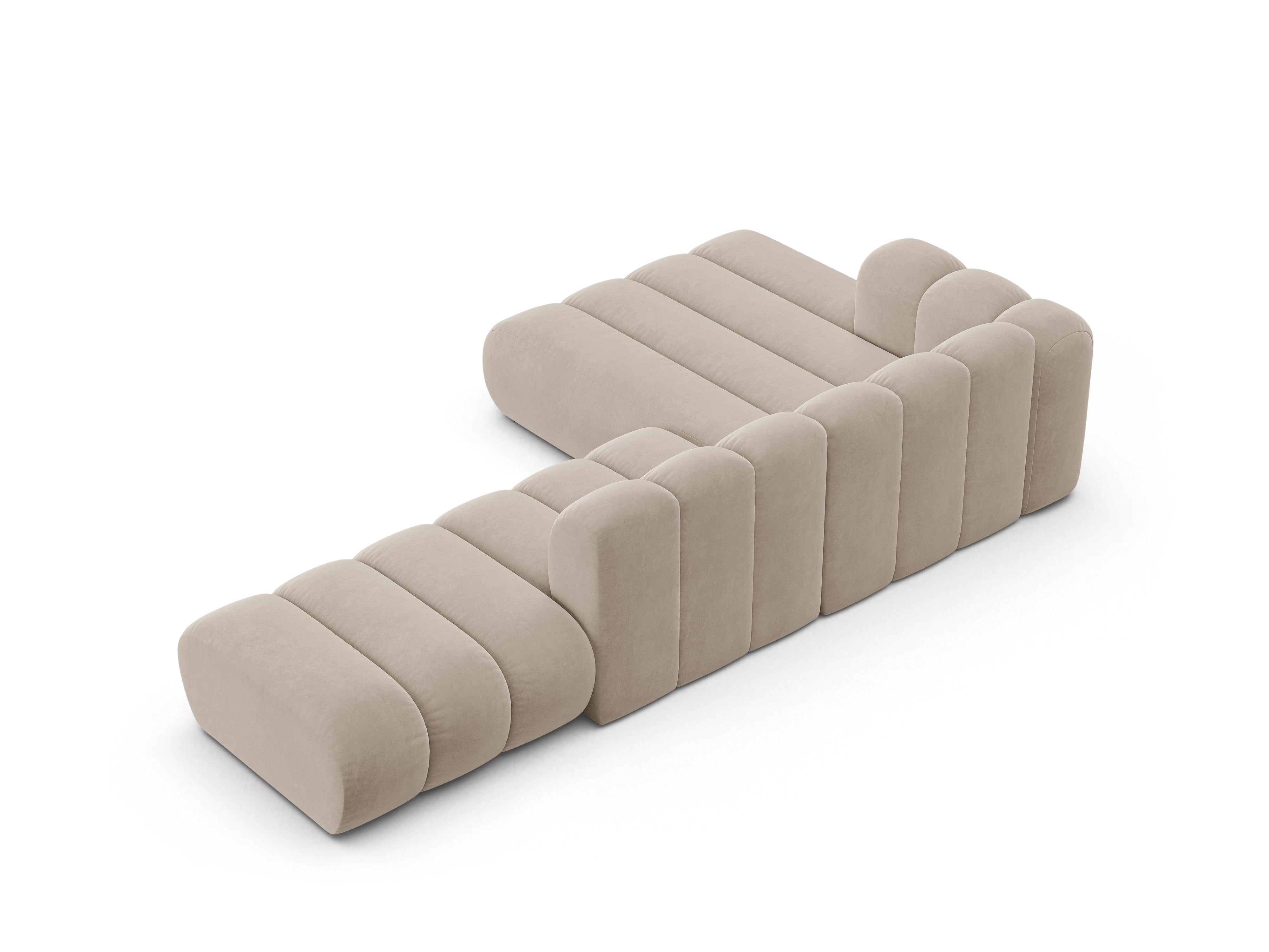 Samt-Ecksofa für 5 Personen links LUPINE beige