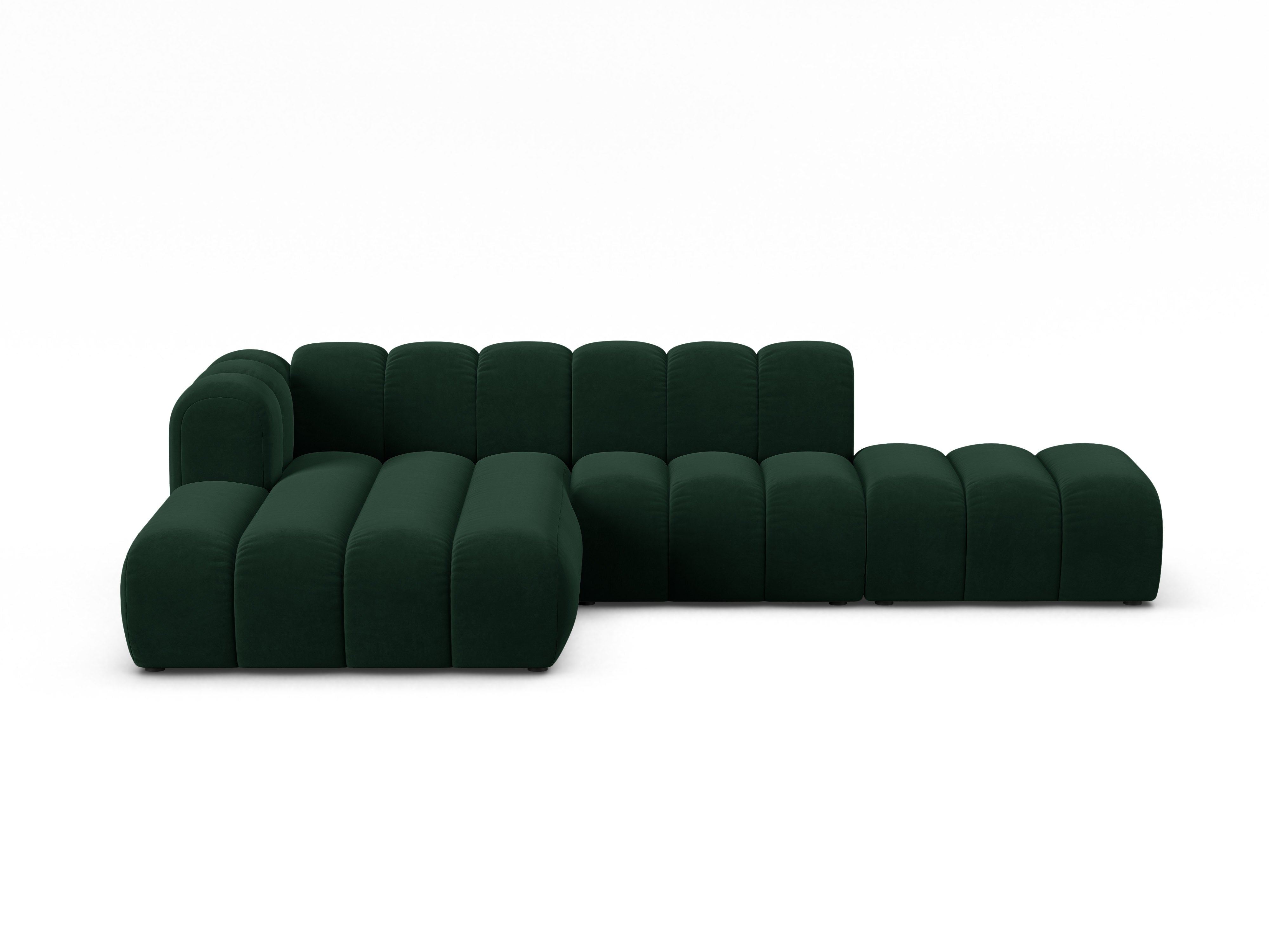 Samt-Ecksofa für 5 Personen links LUPINE flaschengrün