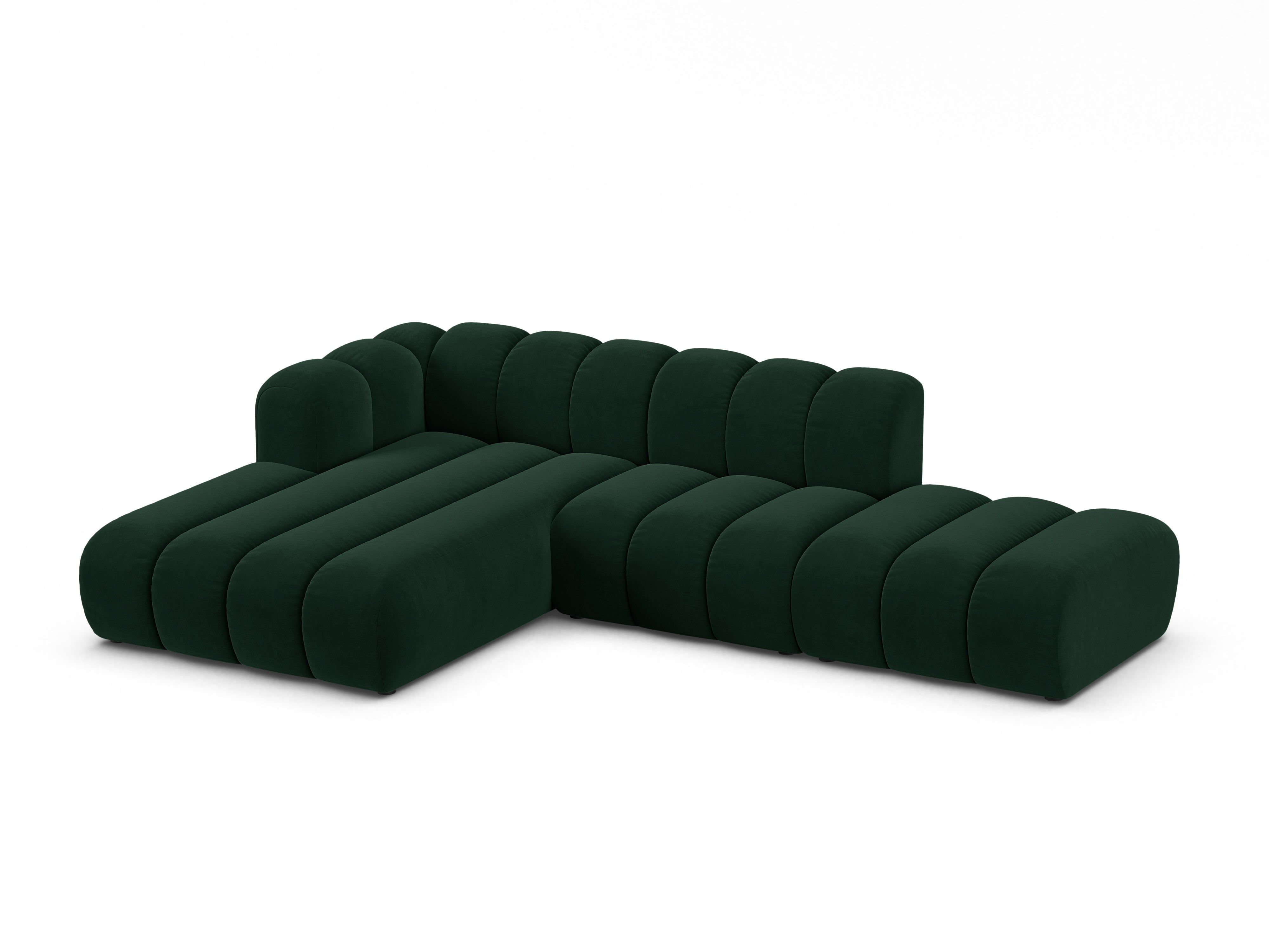 Samt-Ecksofa für 5 Personen links LUPINE flaschengrün