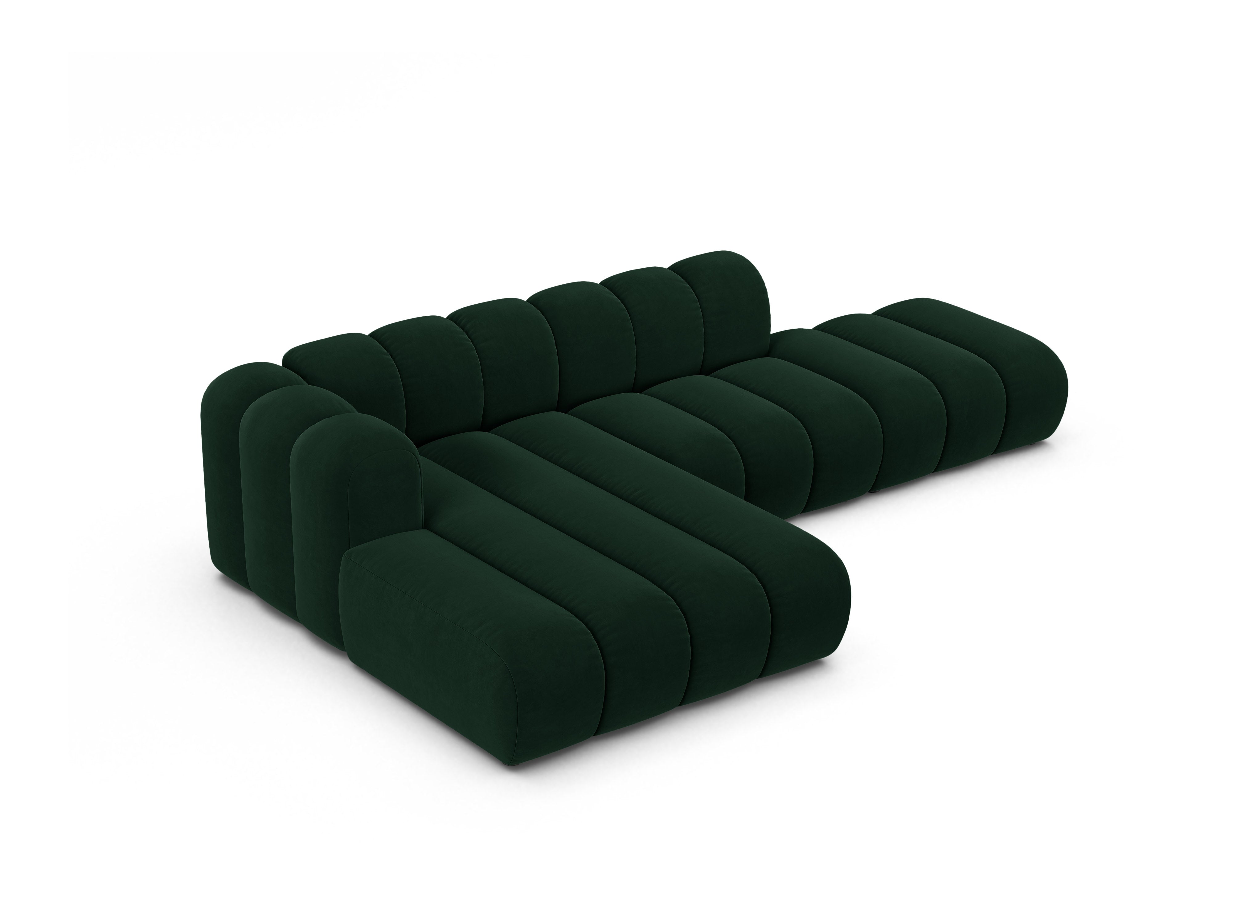 Samt-Ecksofa für 5 Personen links LUPINE flaschengrün