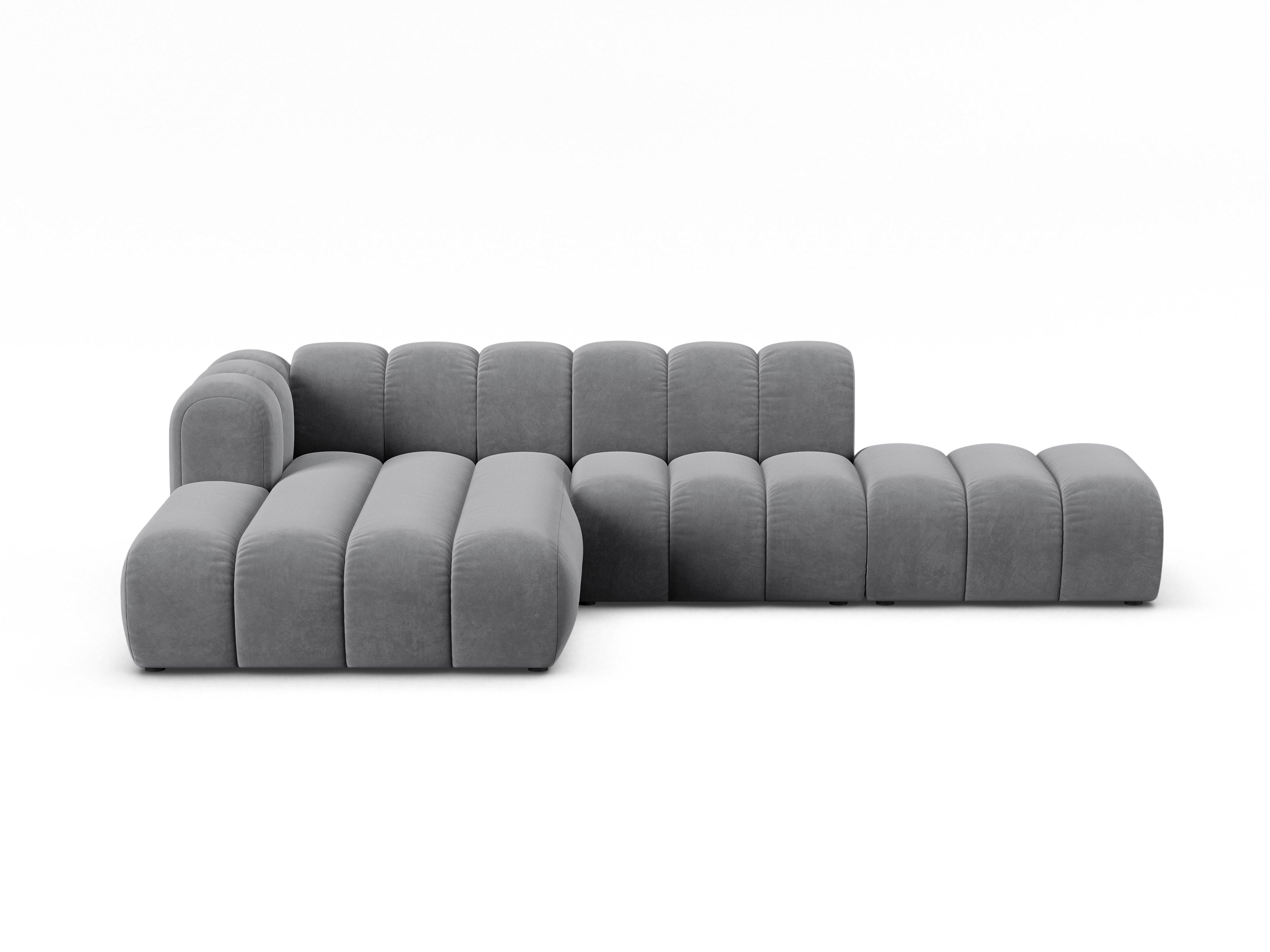Samt-Ecksofa für 5 Personen links LUPINE grau