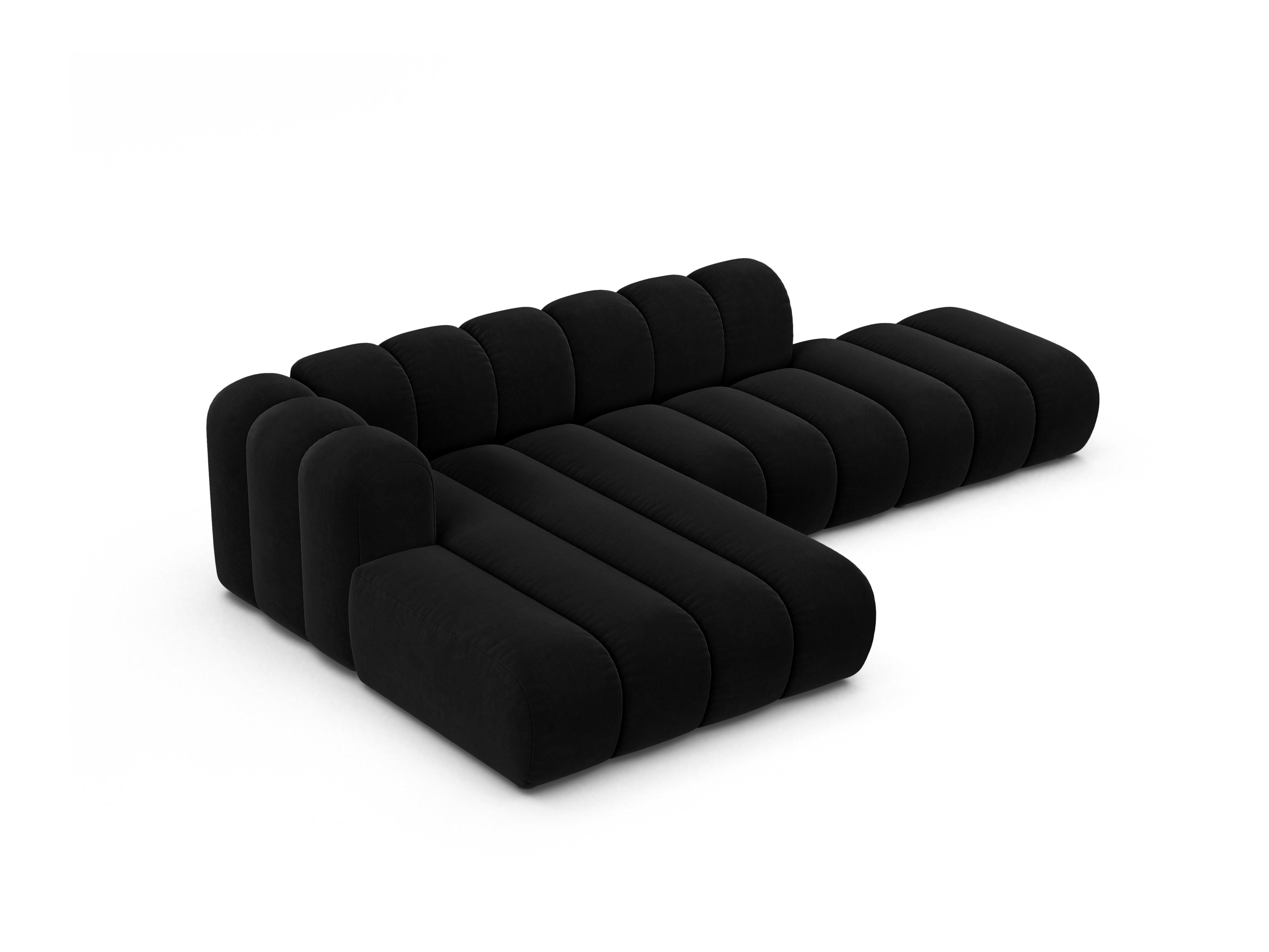 Samt-Ecksofa für 5 Personen links LUPINE schwarz