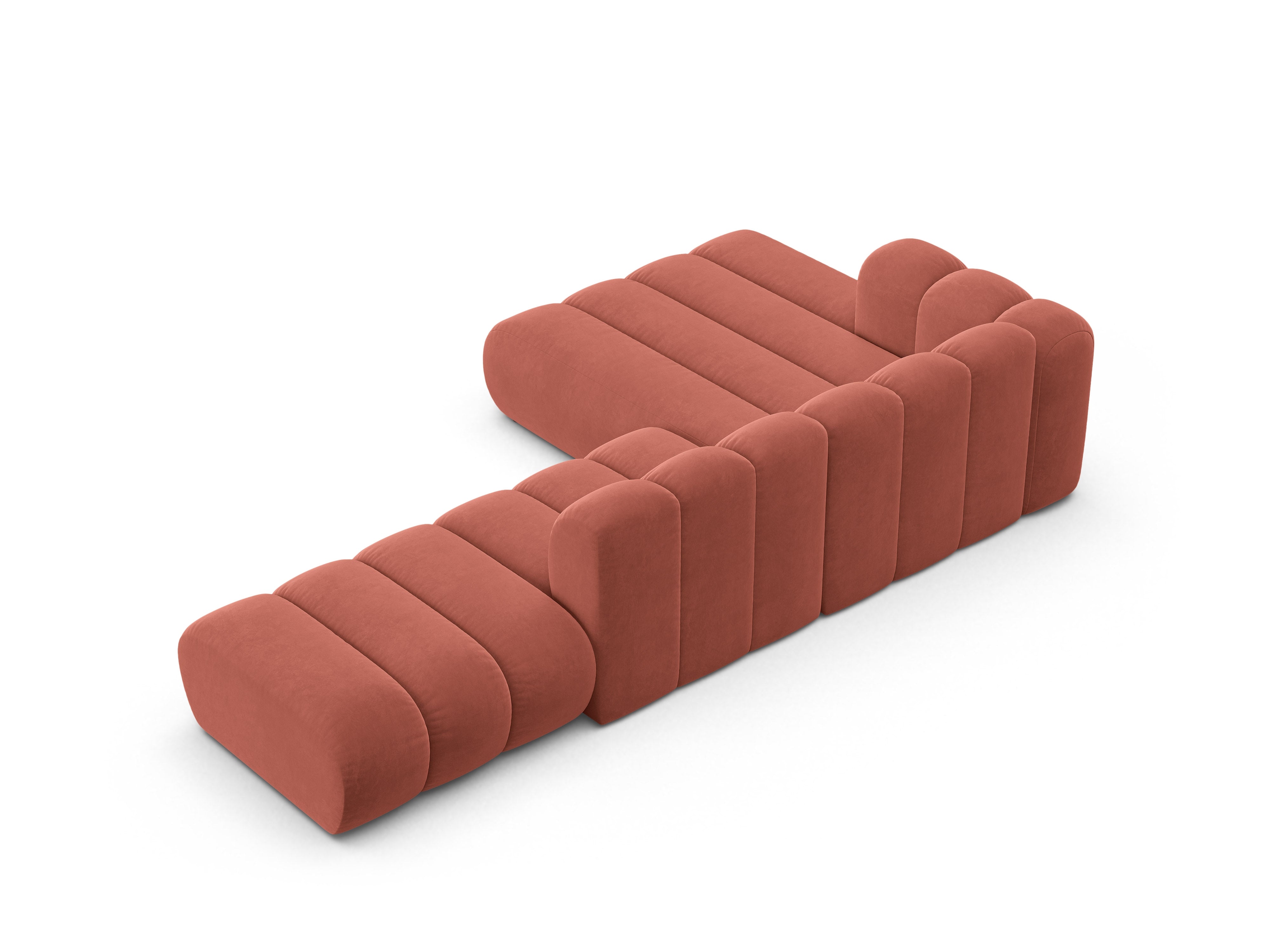 Samt-Ecksofa für 5 Personen links LUPINE koralle