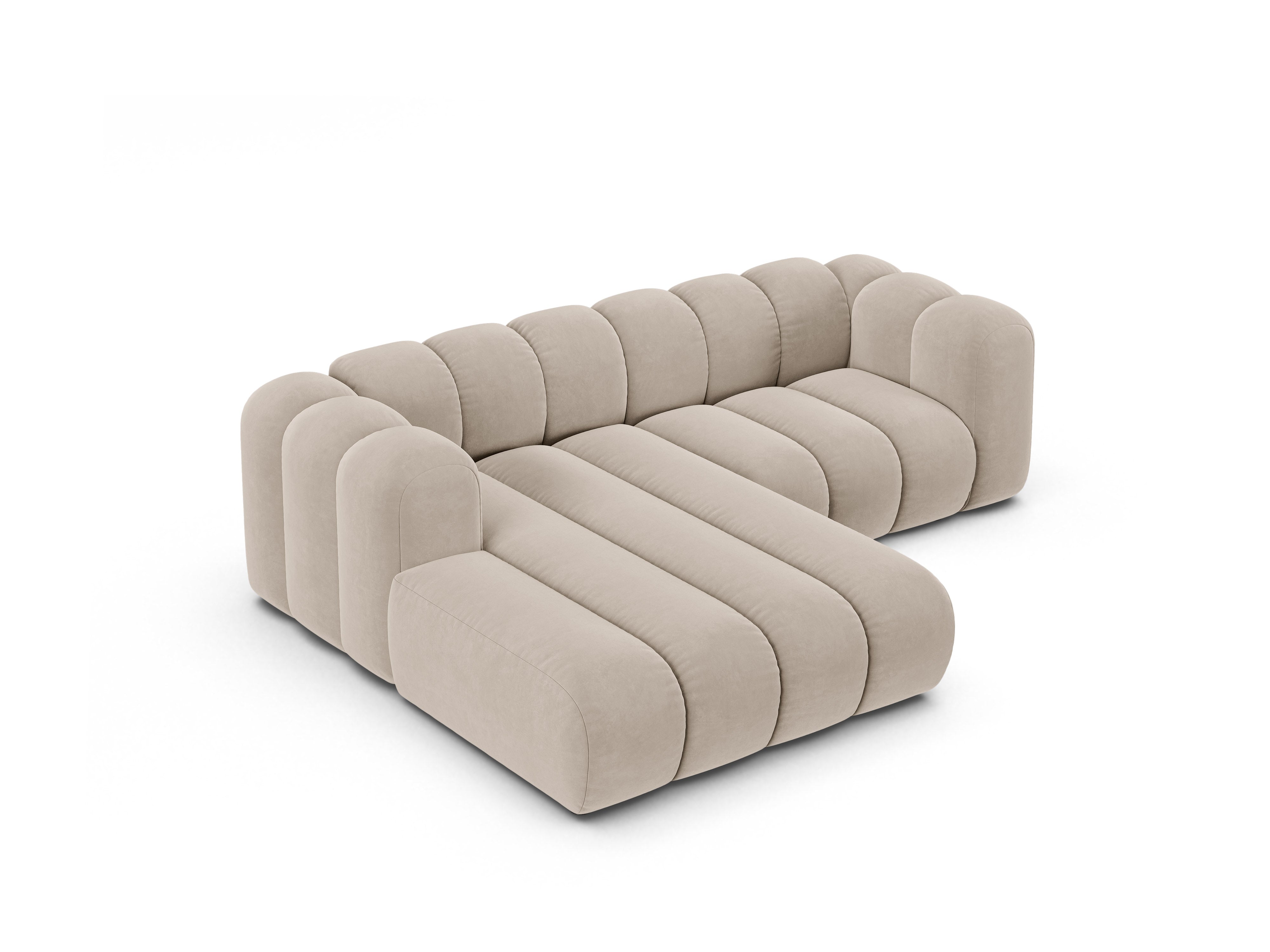 Samt-Ecksofa 3-sitzig links LUPINE beige