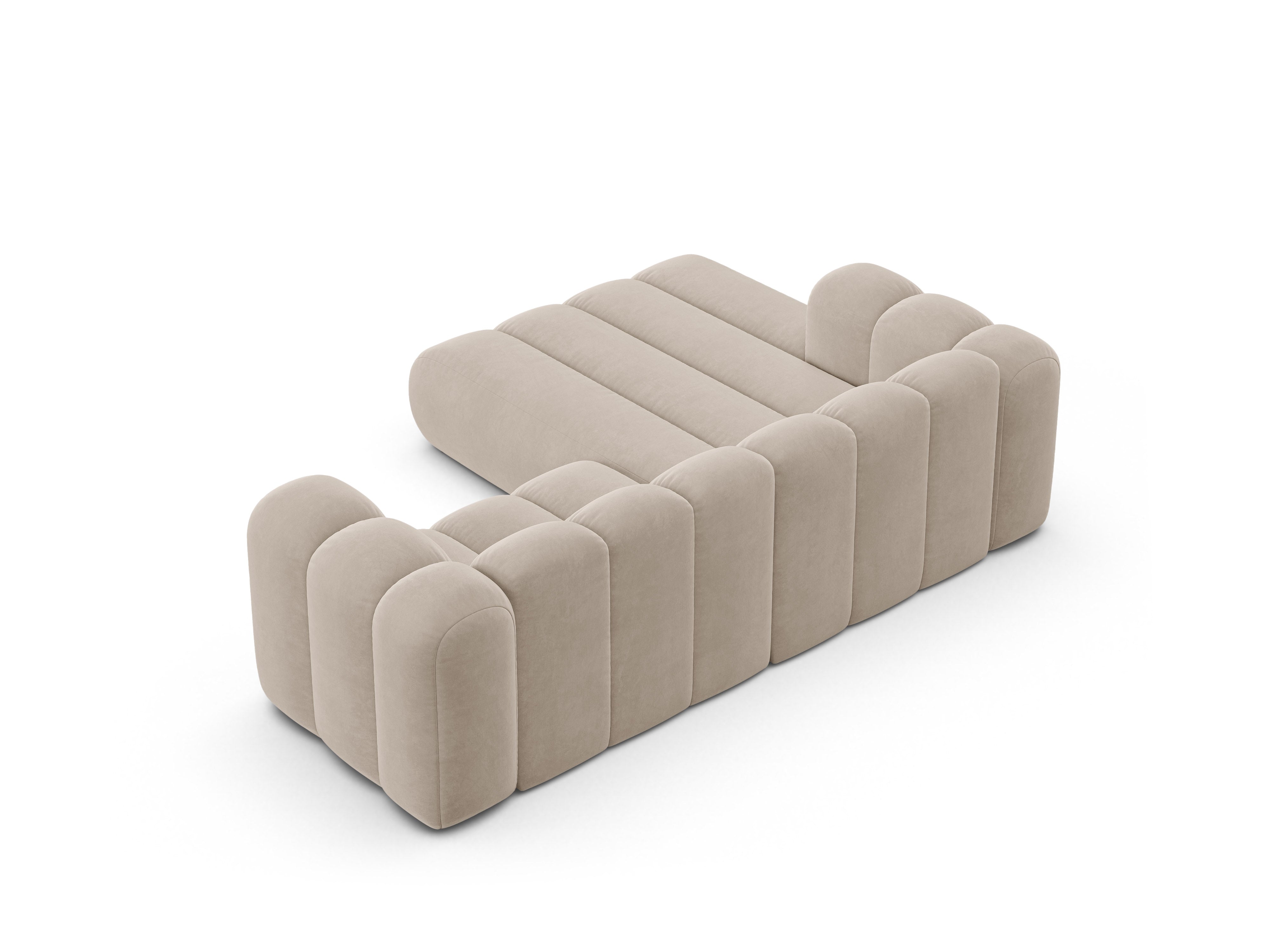 Samt-Ecksofa 3-sitzig links LUPINE beige