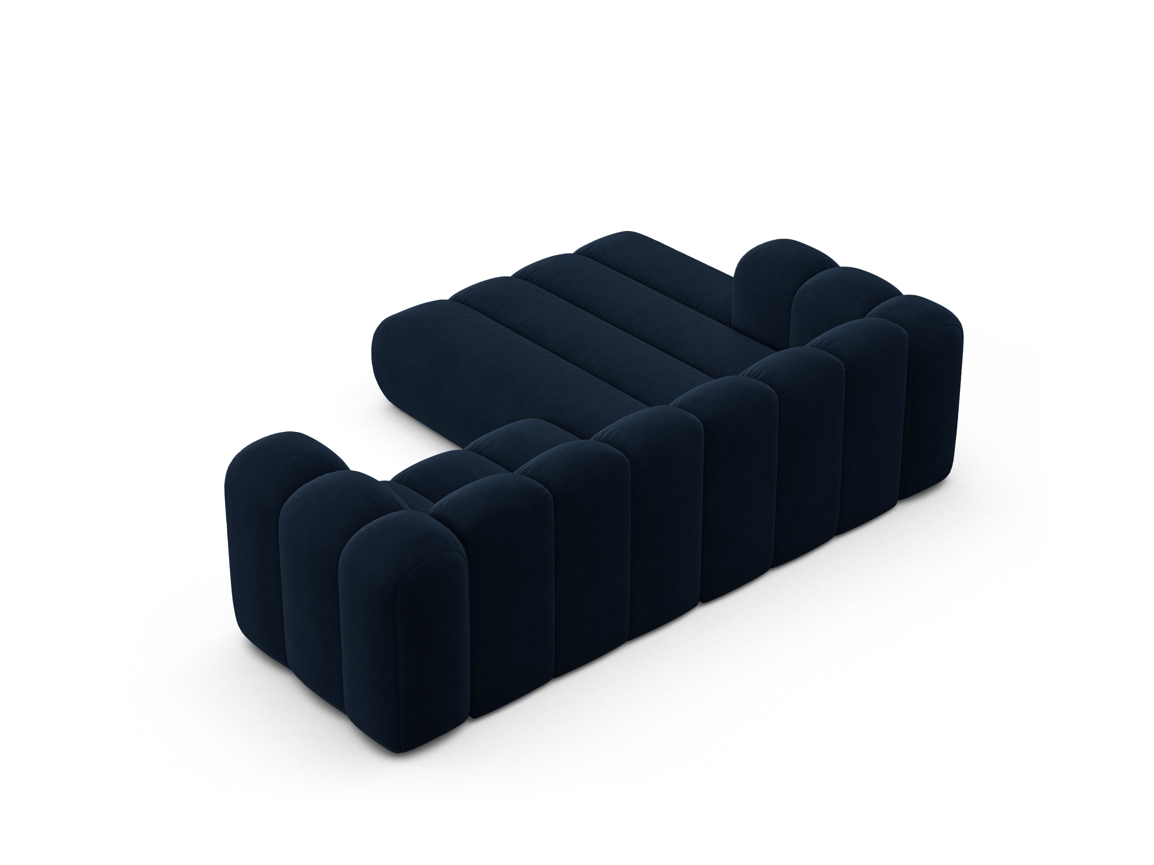 Samt-Ecksofa 3-sitzig links LUPINE marineblau