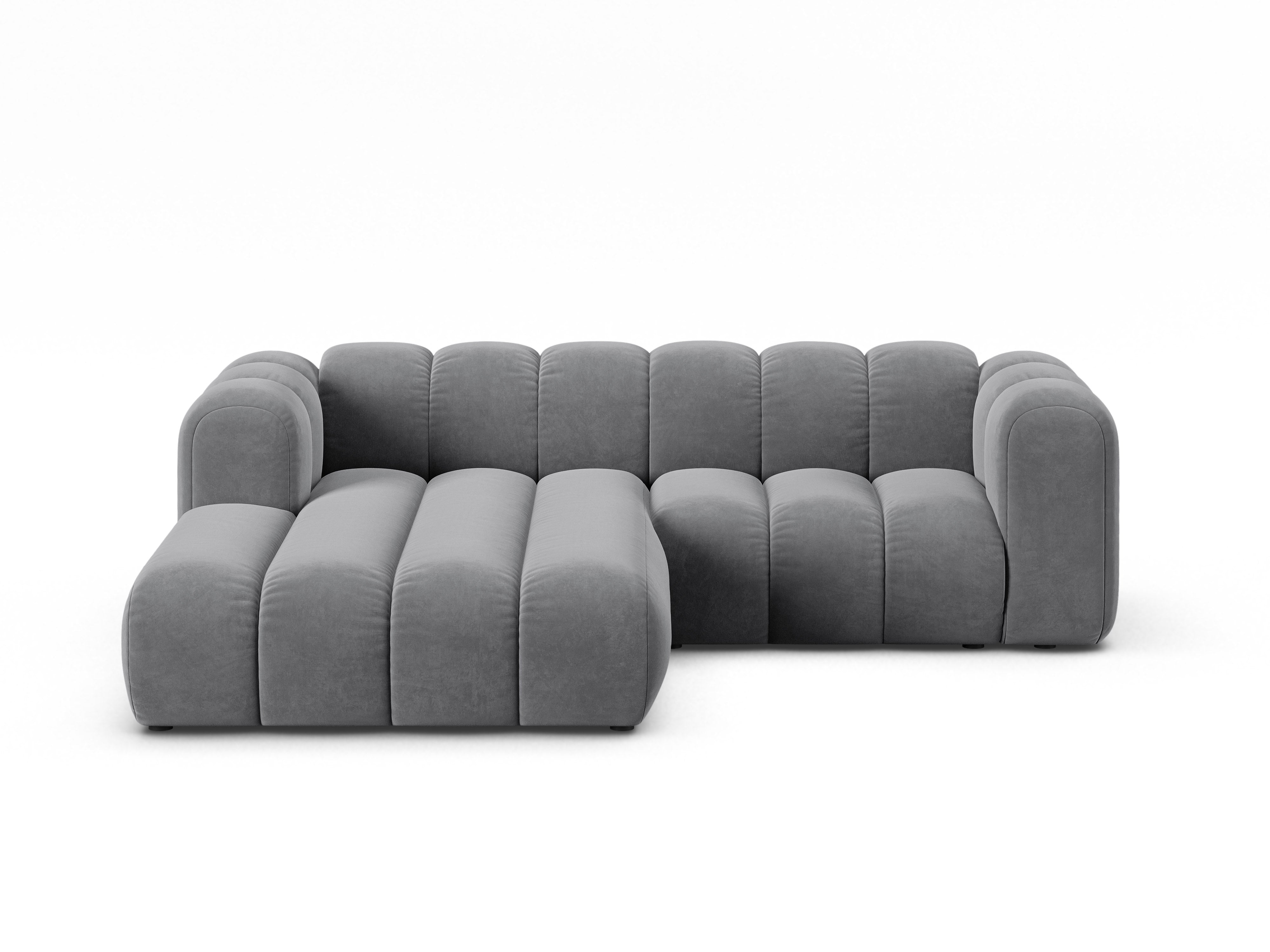 Samt-Ecksofa für 3 Personen links LUPINE grau