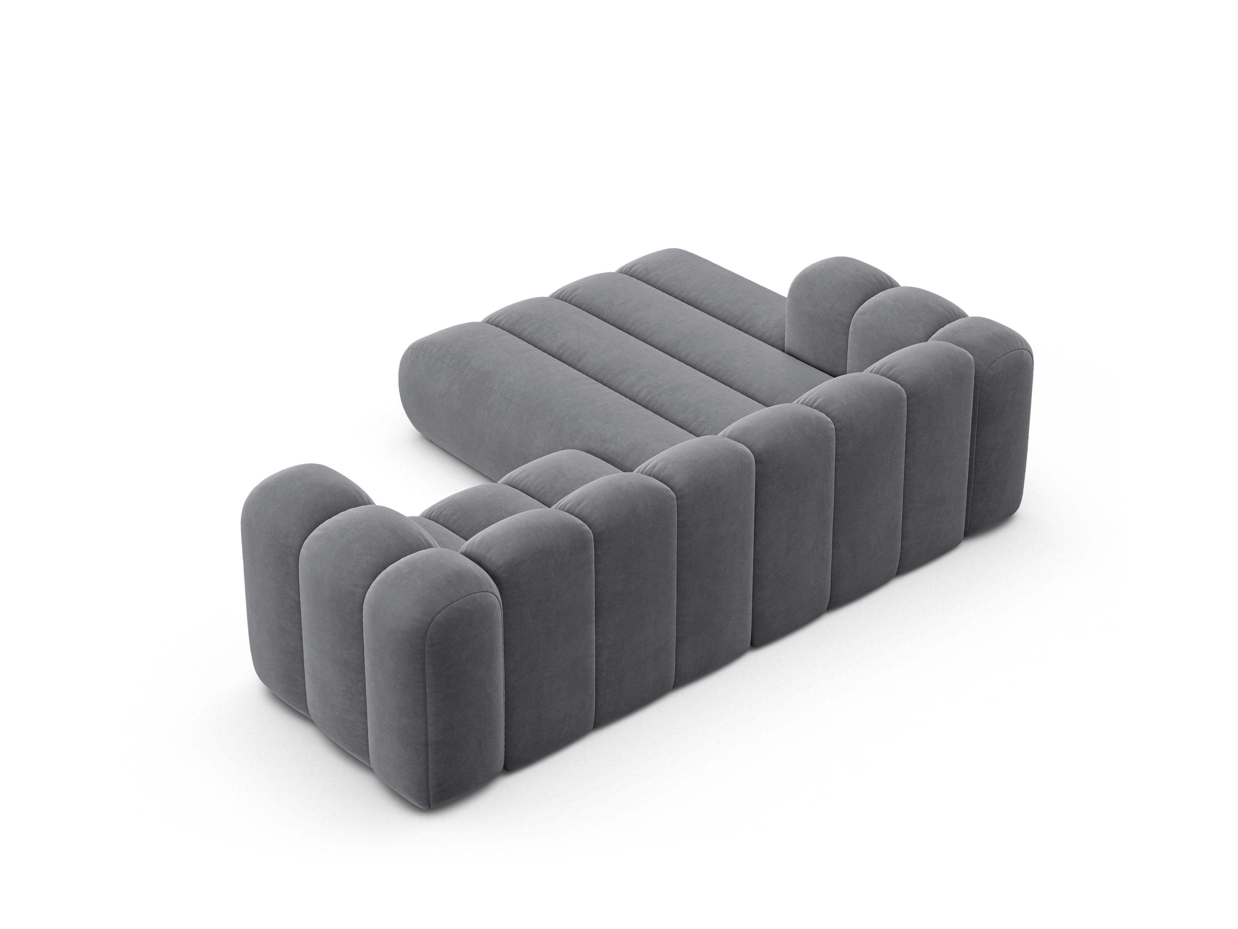 Samt-Ecksofa für 3 Personen links LUPINE grau