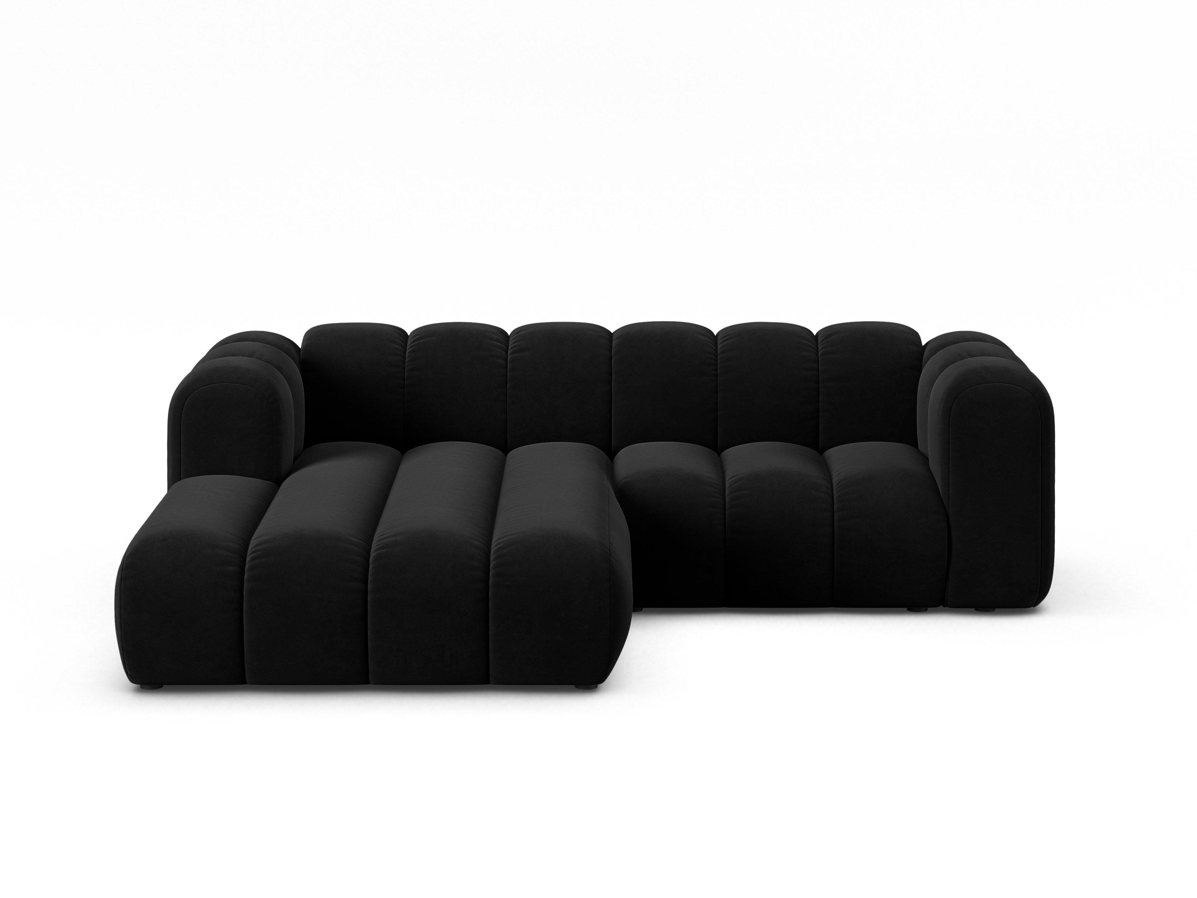 Samt-Ecksofa 3-sitzig links LUPINE schwarz