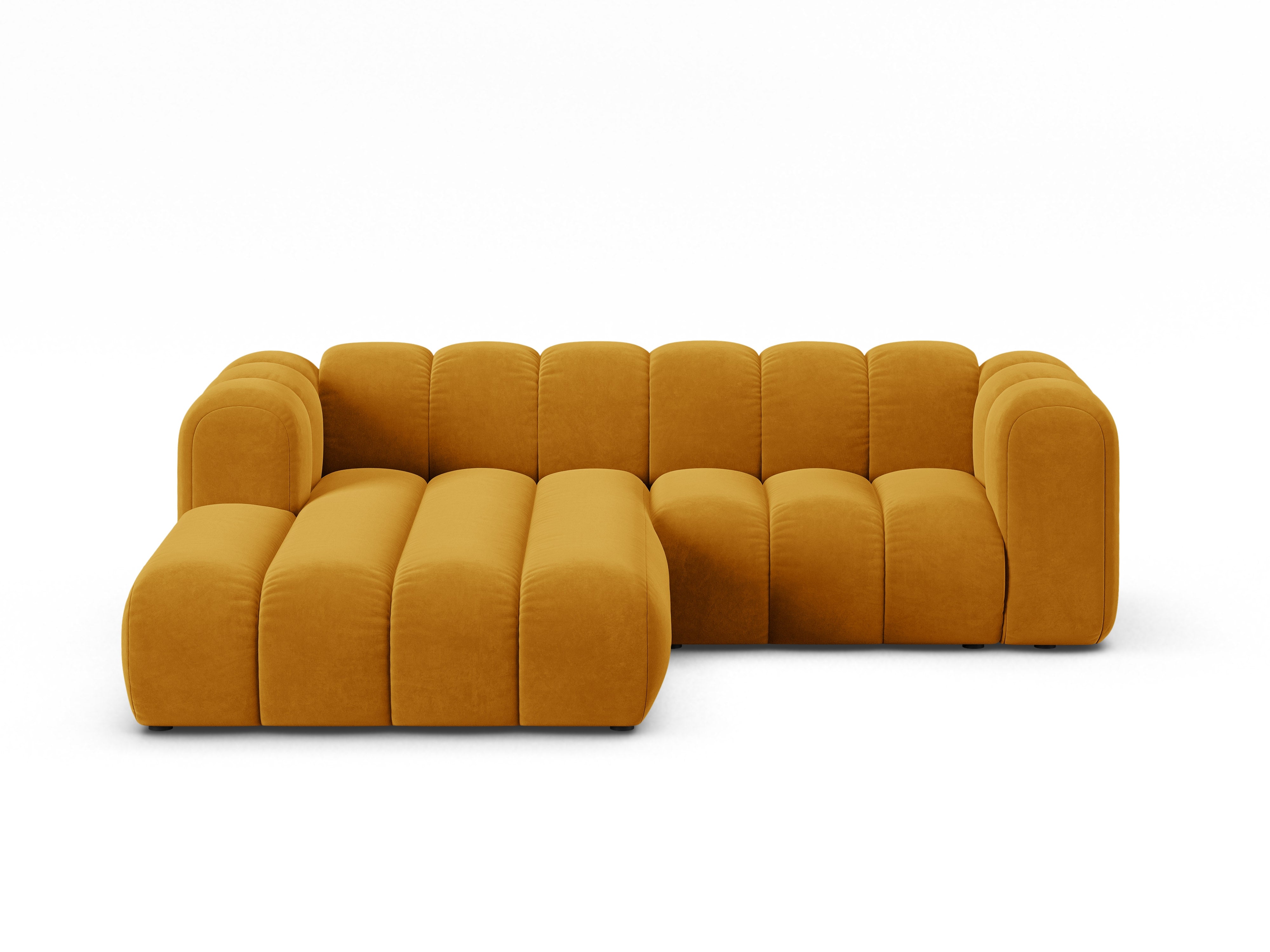 Samt-Ecksofa 3-sitzig links LUPINE senfgelb