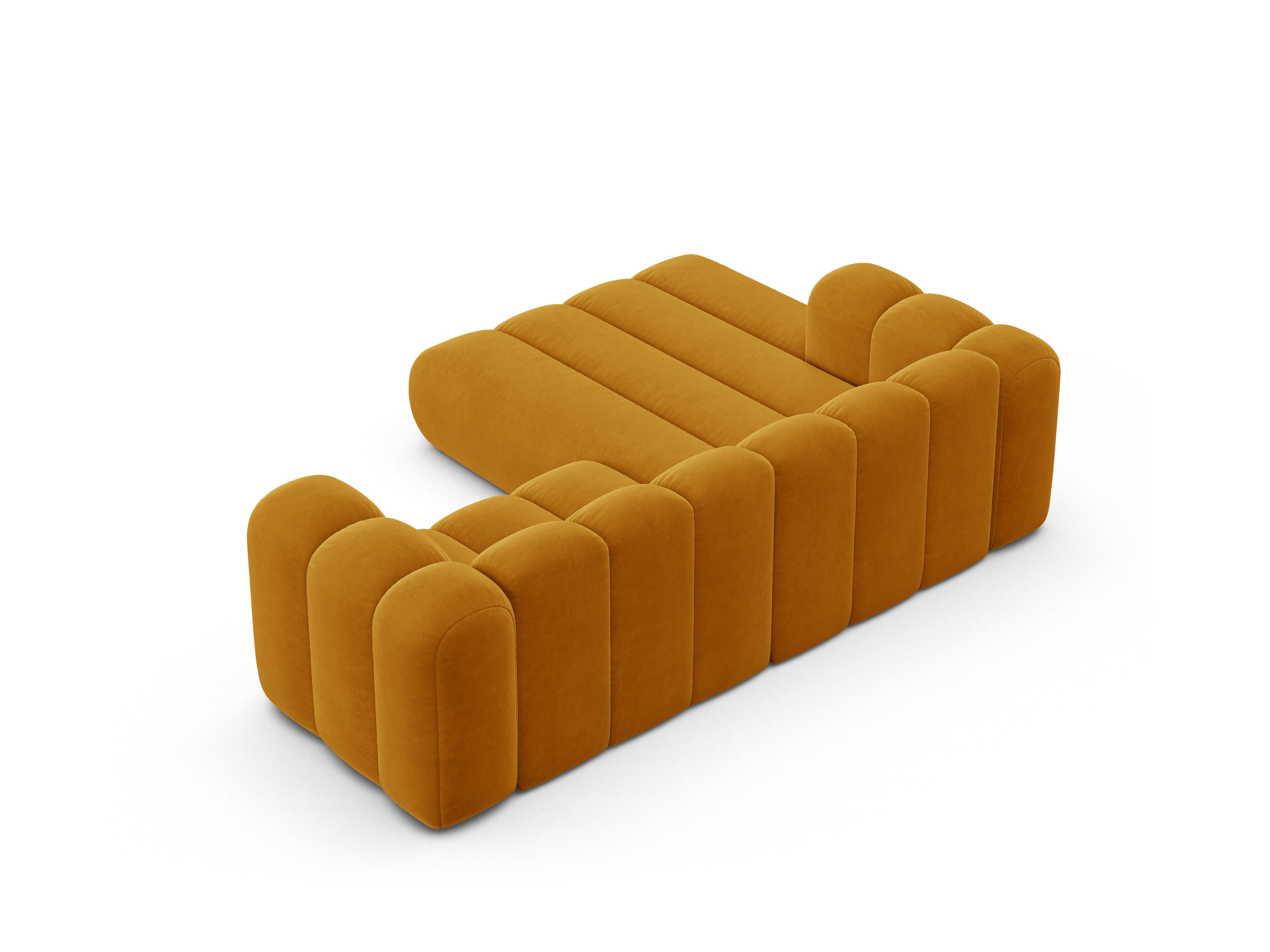 Samt-Ecksofa 3-sitzig links LUPINE senfgelb