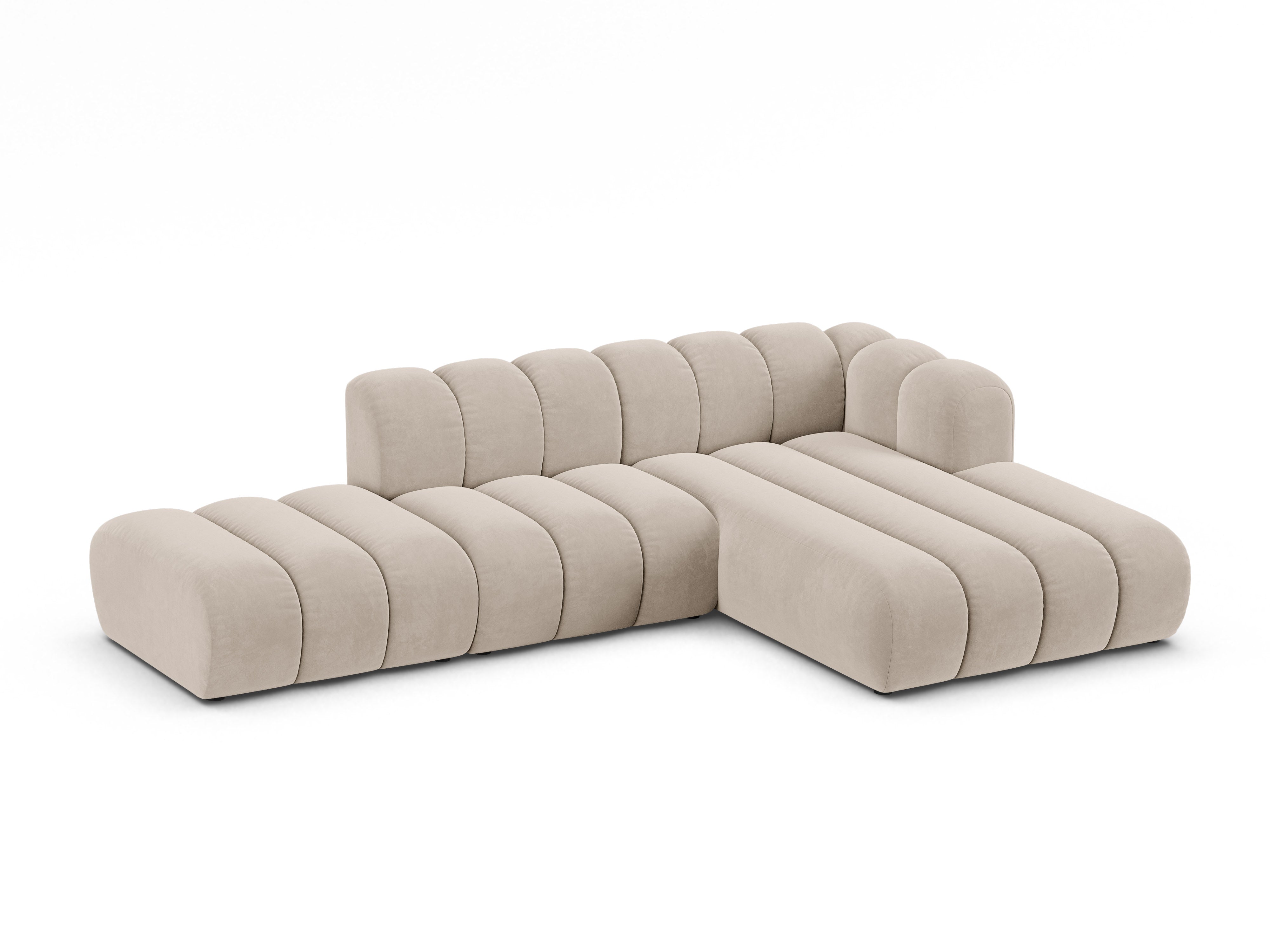 Samt-Ecksofa für 5 Personen rechts LUPINE beige