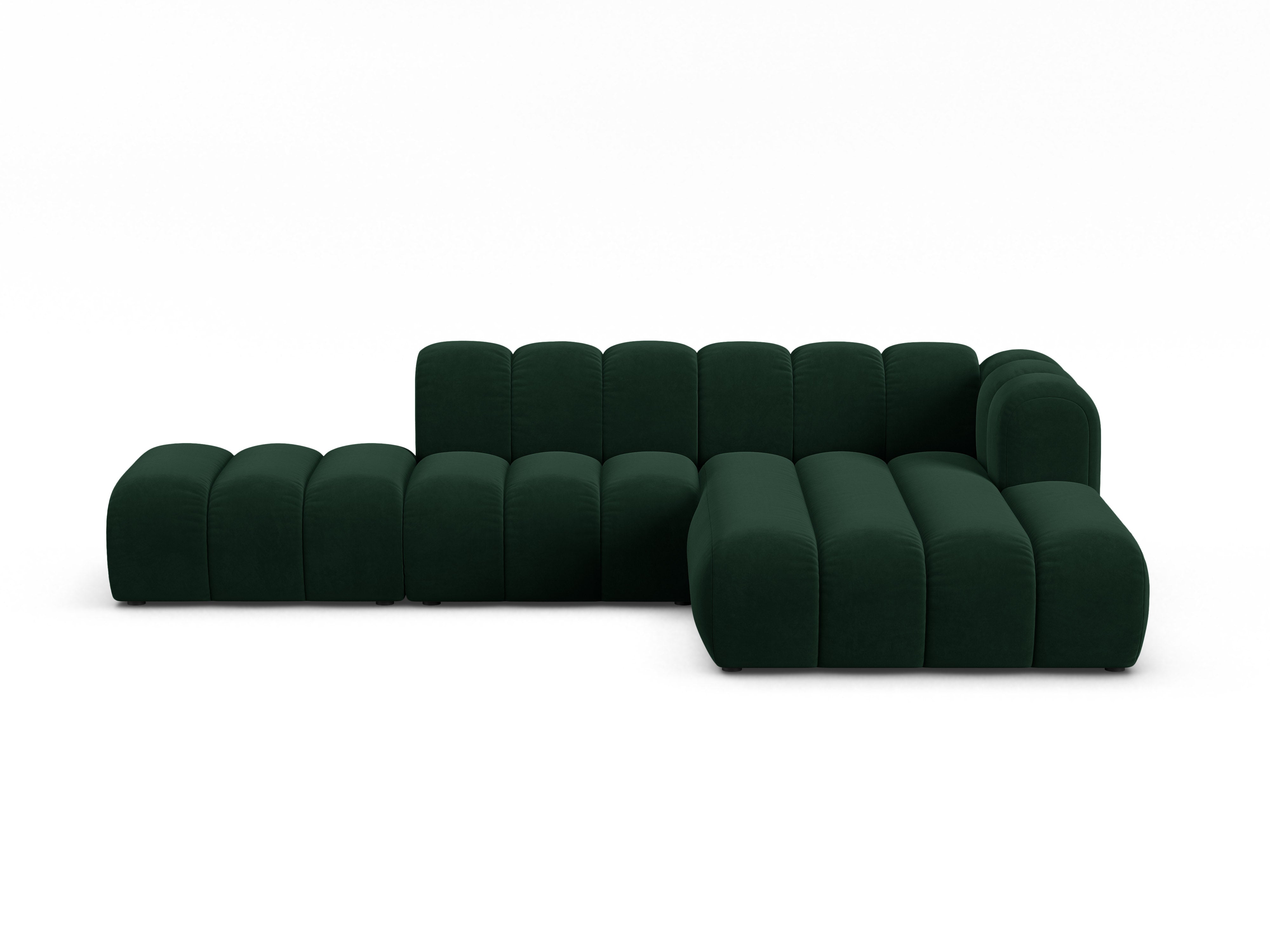 Samt-Ecksofa für 5 Personen rechts LUPINE flaschengrün