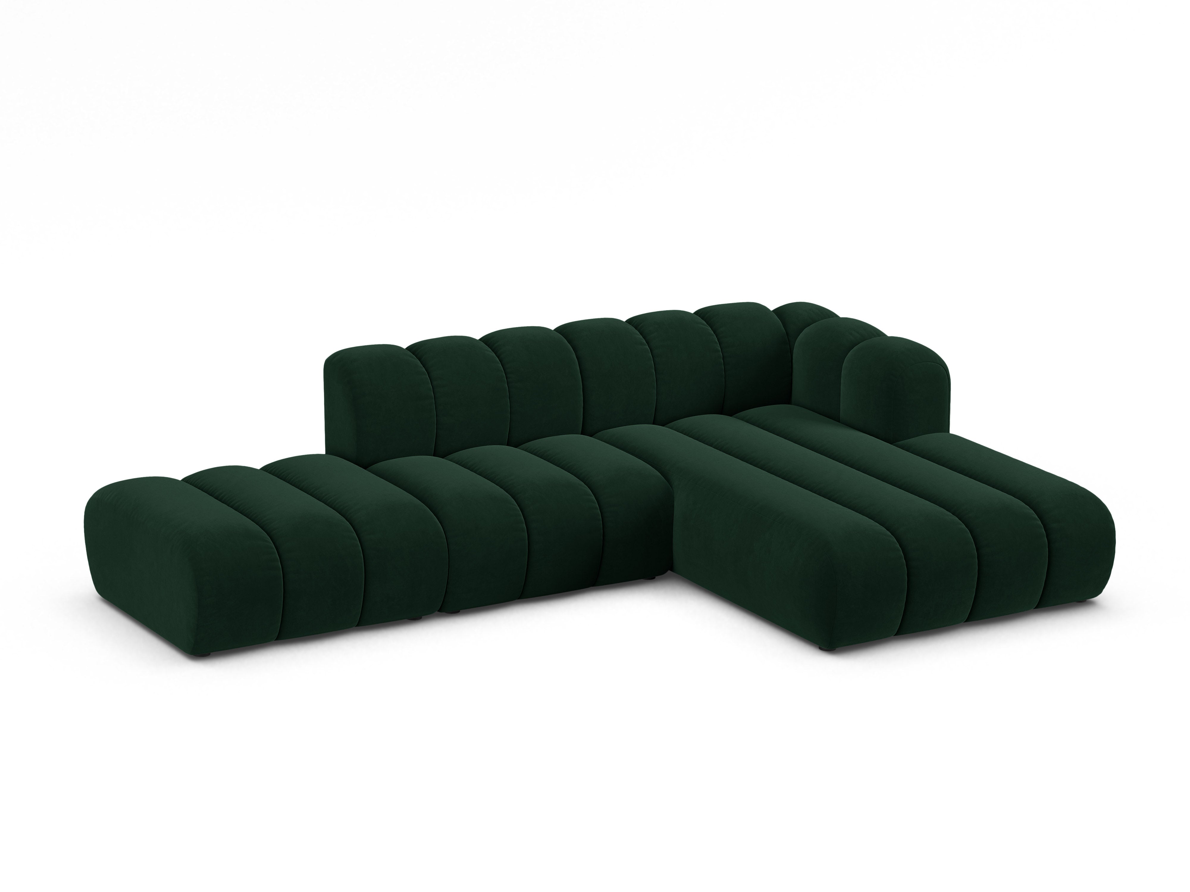 Samt-Ecksofa für 5 Personen rechts LUPINE flaschengrün