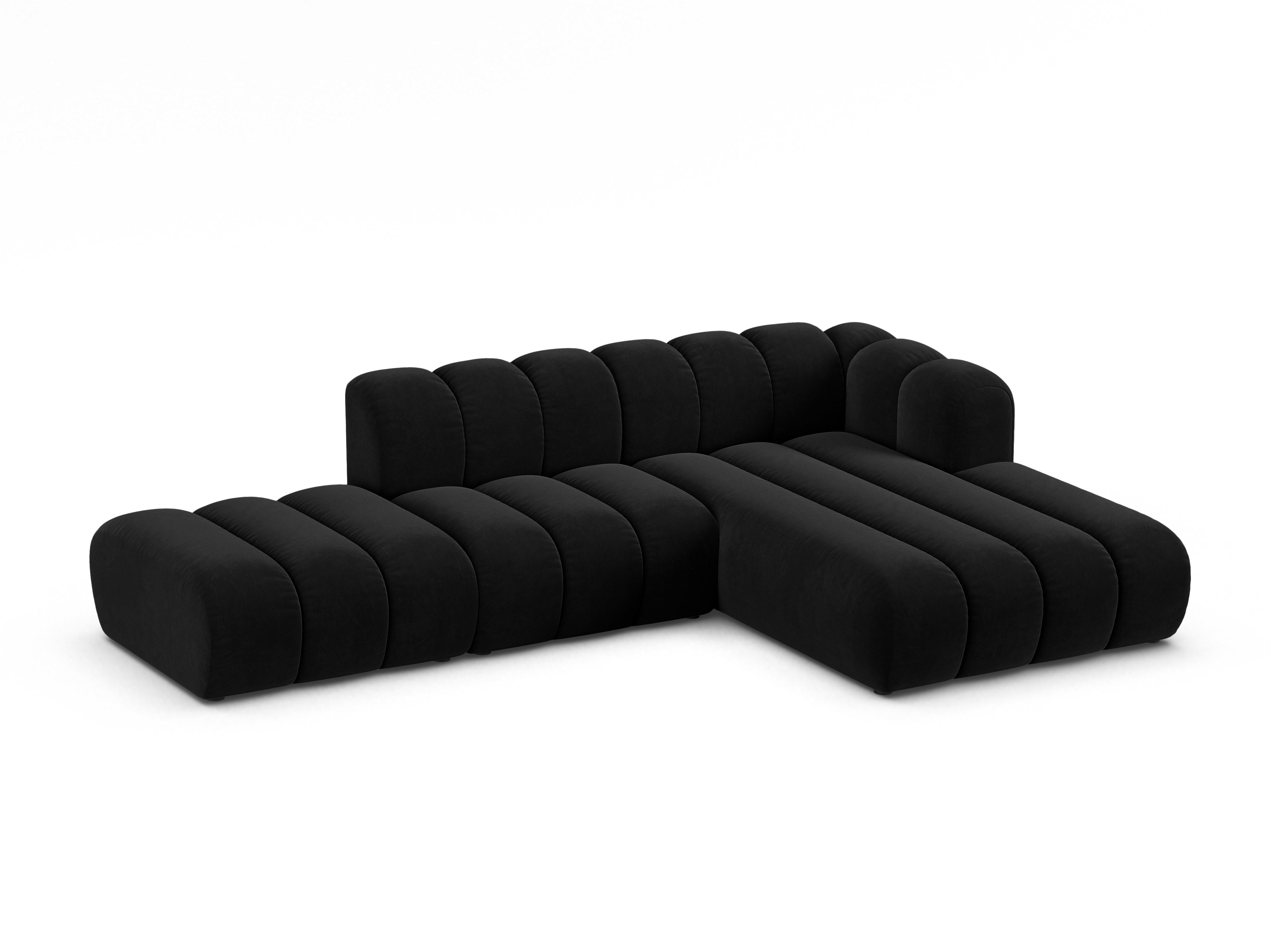 Samt-Ecksofa für 5 Personen rechts LUPINE schwarz