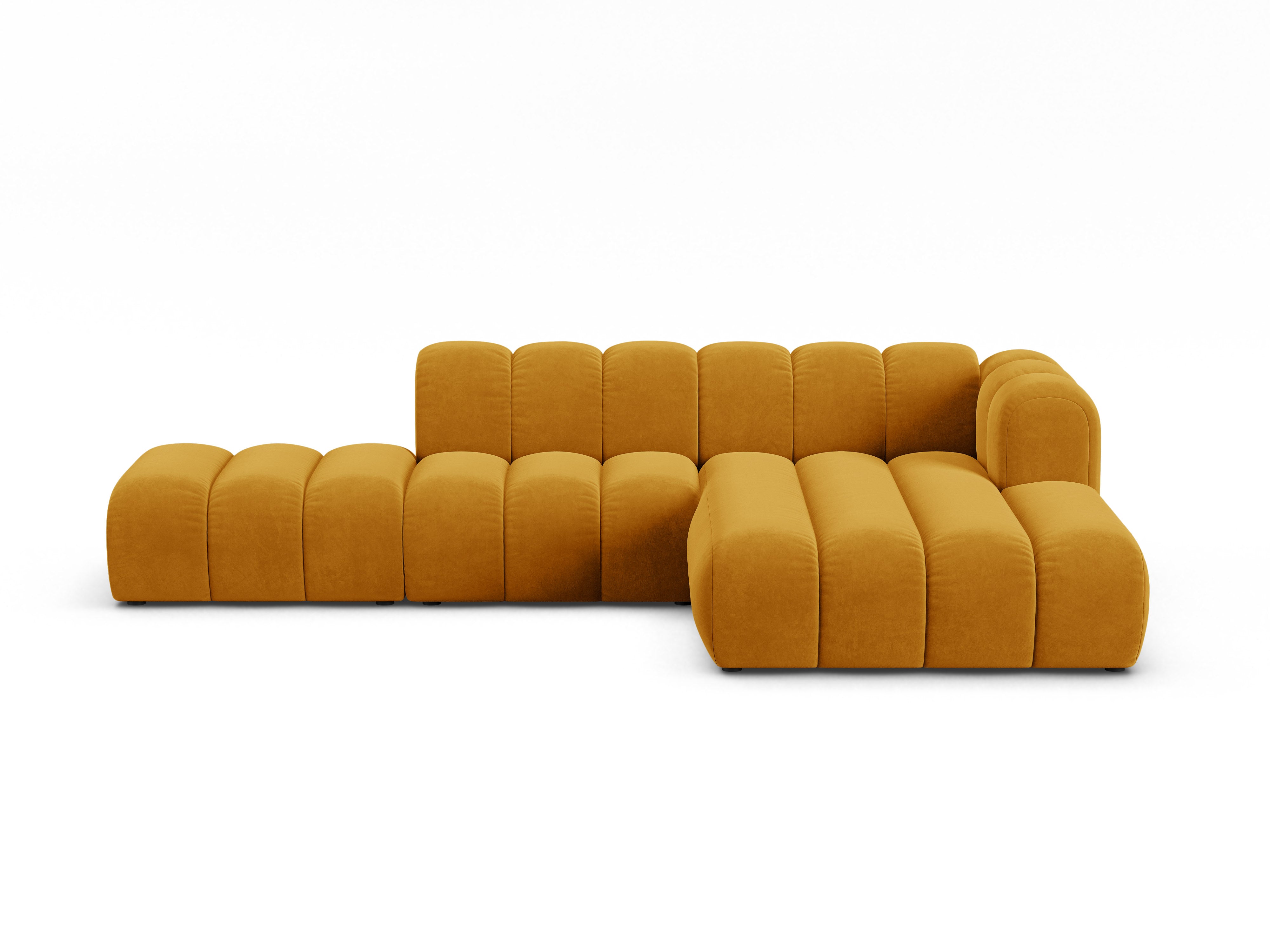 Samt-Ecksofa für 5 Personen rechts LUPINE senfgelb