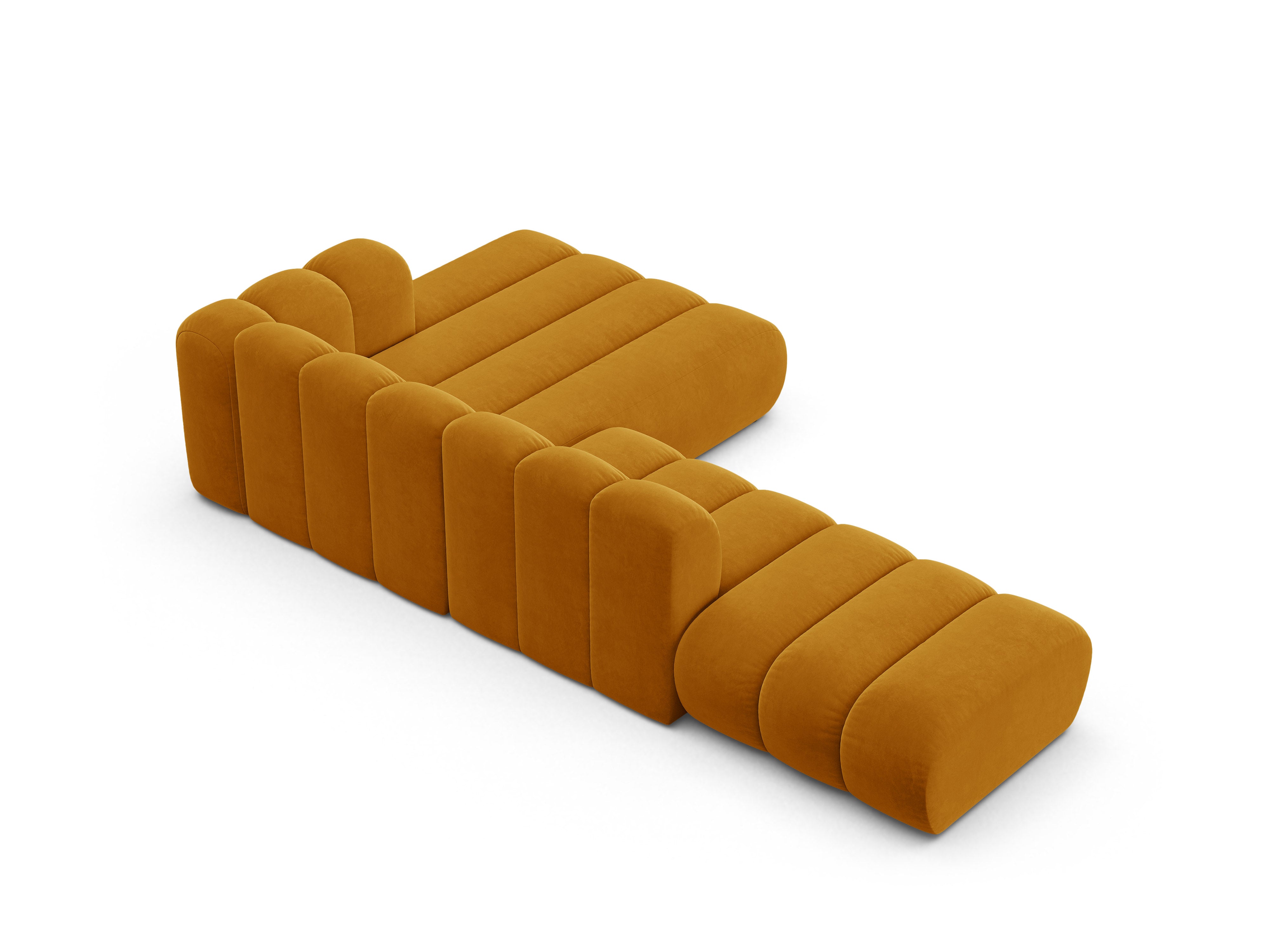 Samt-Ecksofa für 5 Personen rechts LUPINE senfgelb