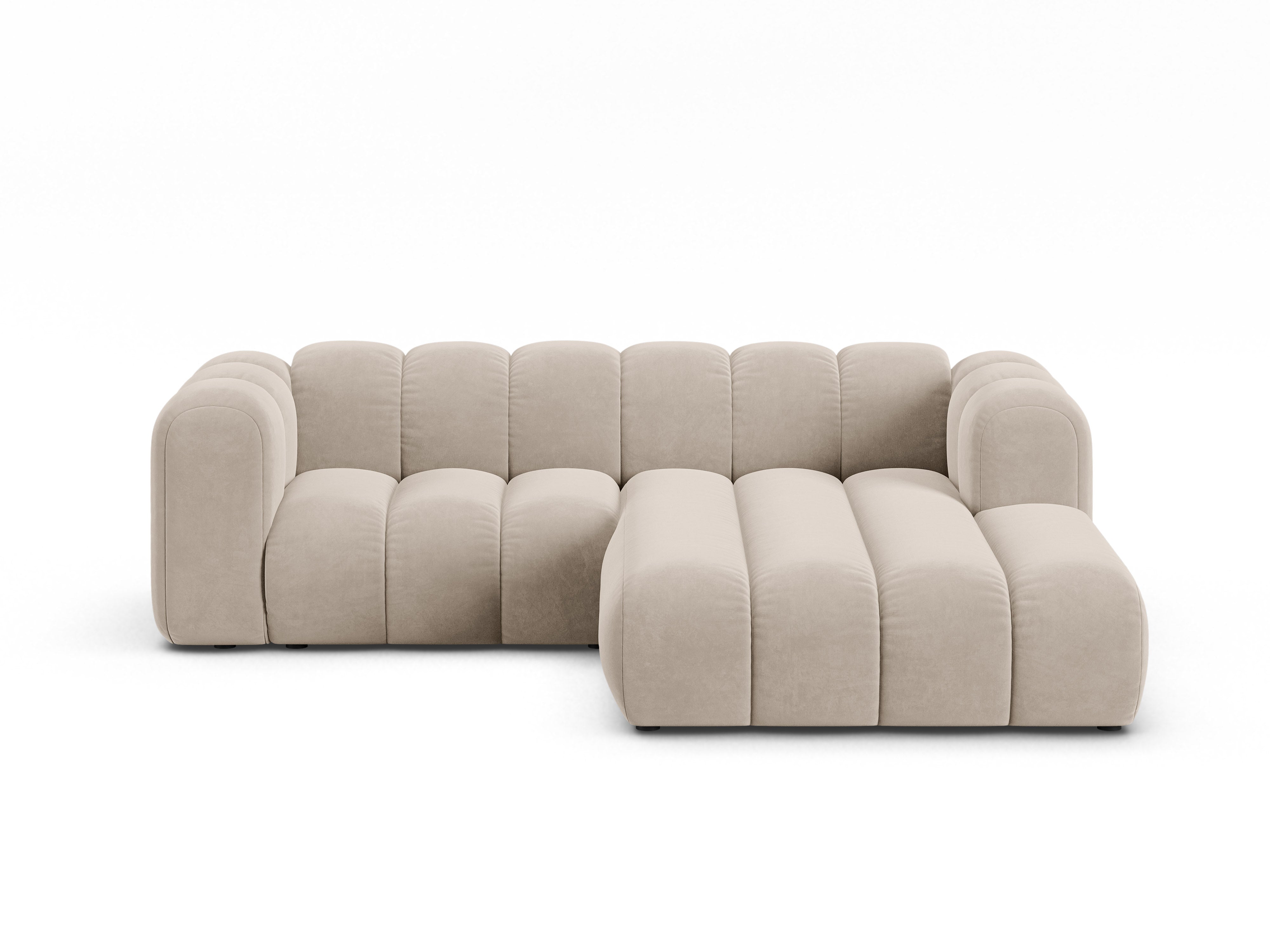 Samt-Ecksofa 3-sitzig rechts LUPINE beige