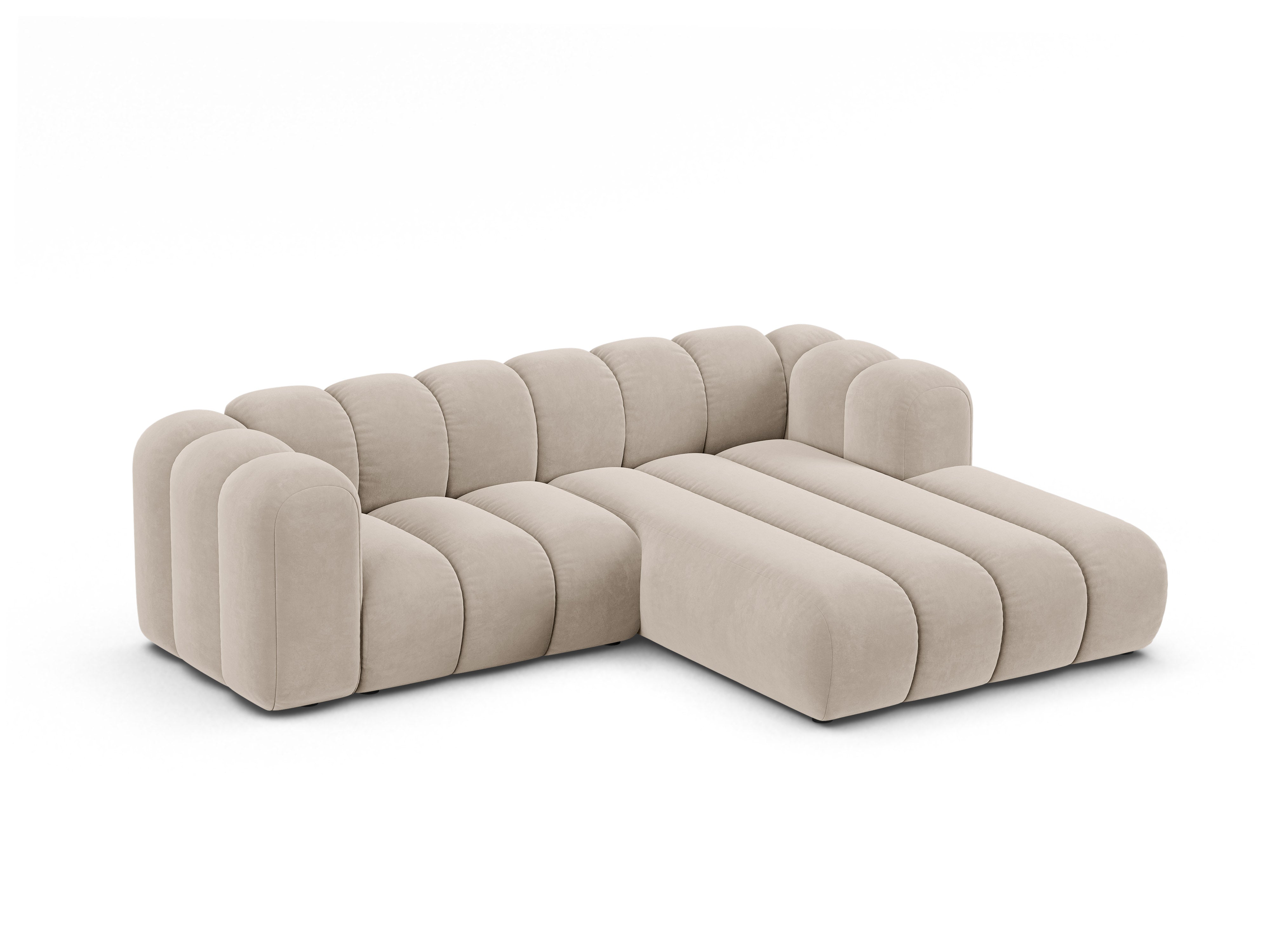 Samt-Ecksofa 3-sitzig rechts LUPINE beige