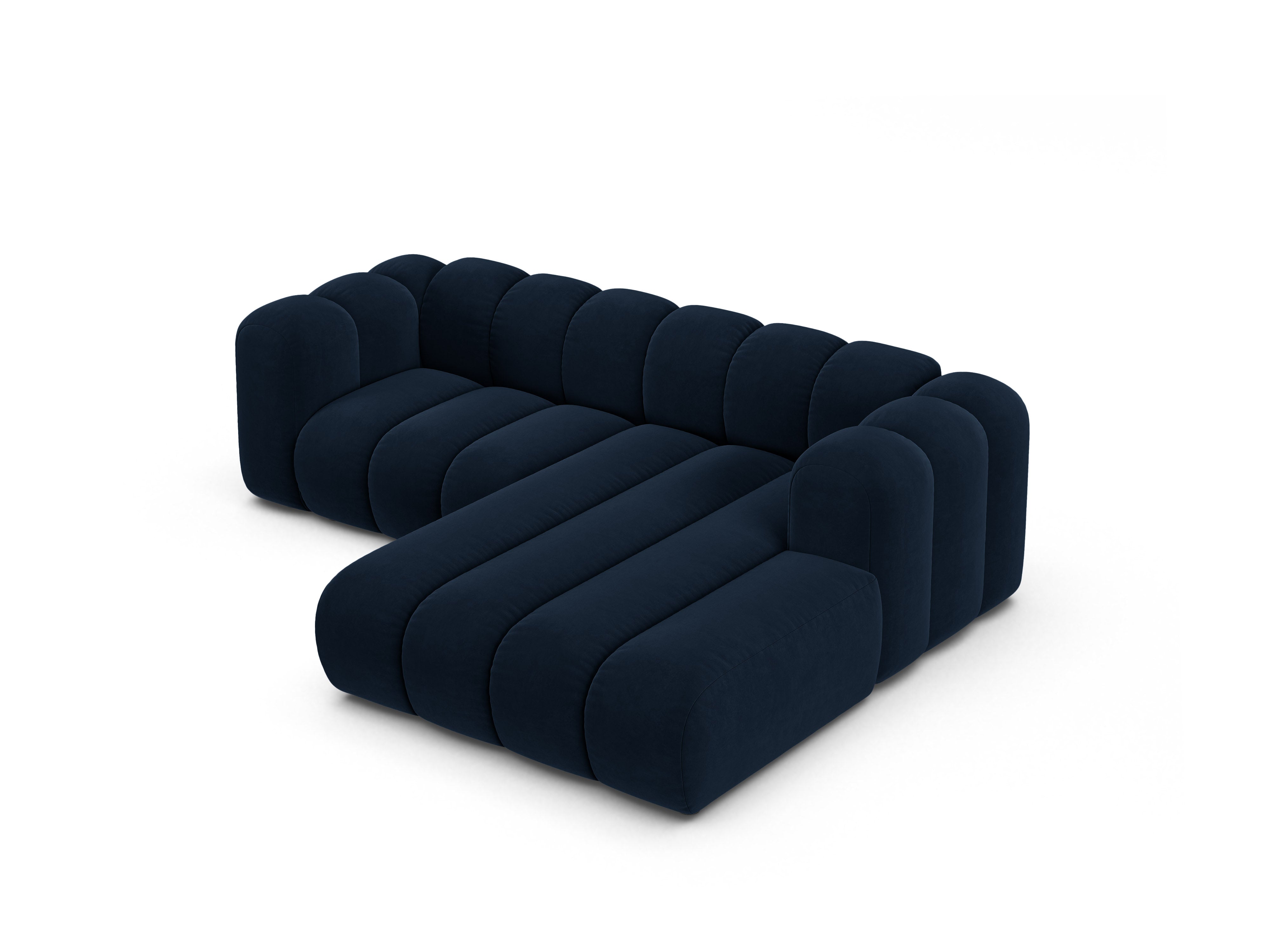 Samt-Ecksofa 3-sitzig rechts LUPINE marineblau