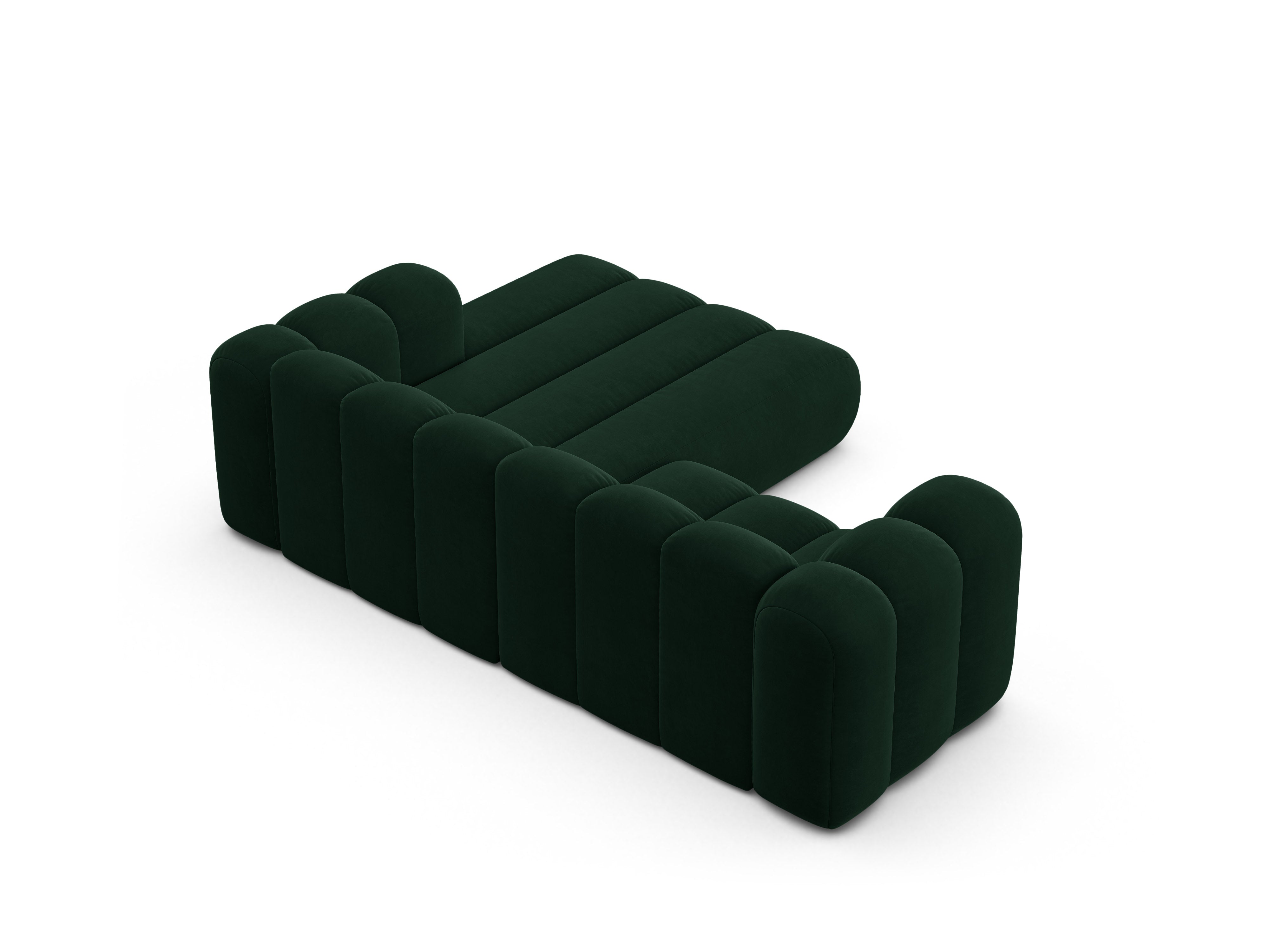 Samt-Ecksofa 3-sitzig rechts LUPINE flaschengrün