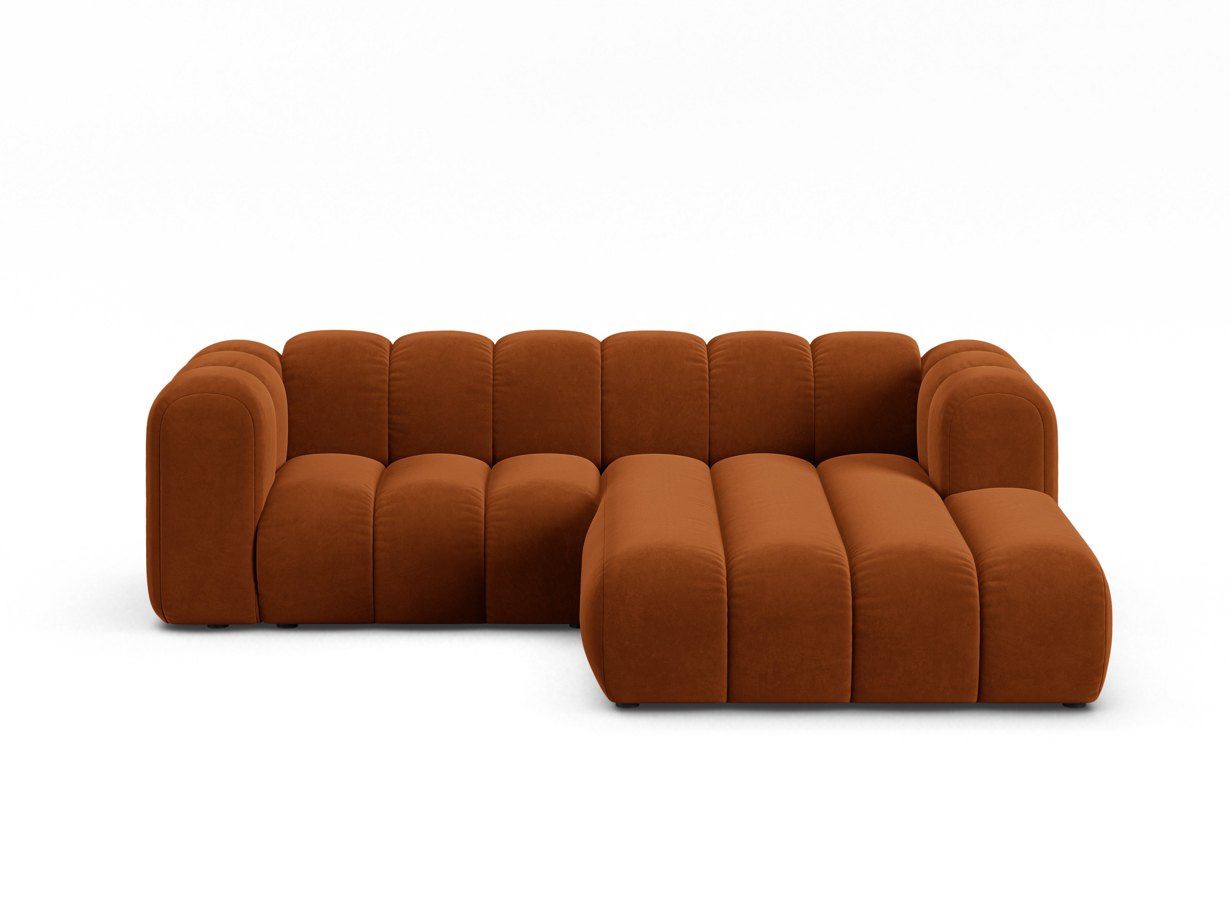 Samt-Ecksofa 3-sitzig rechts LUPINE ziegelrot