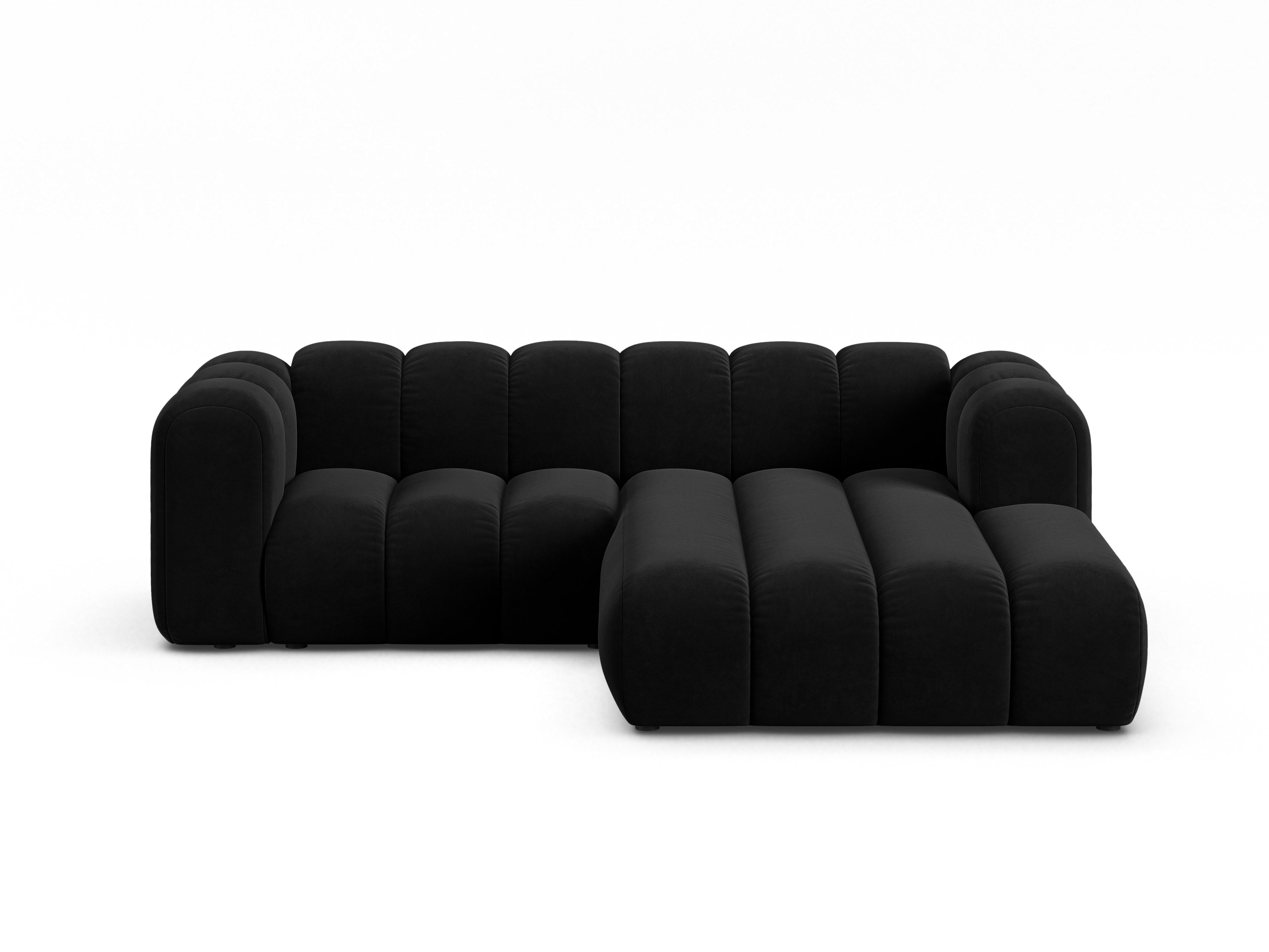 Samt-Ecksofa 3-sitzig rechts LUPINE schwarz