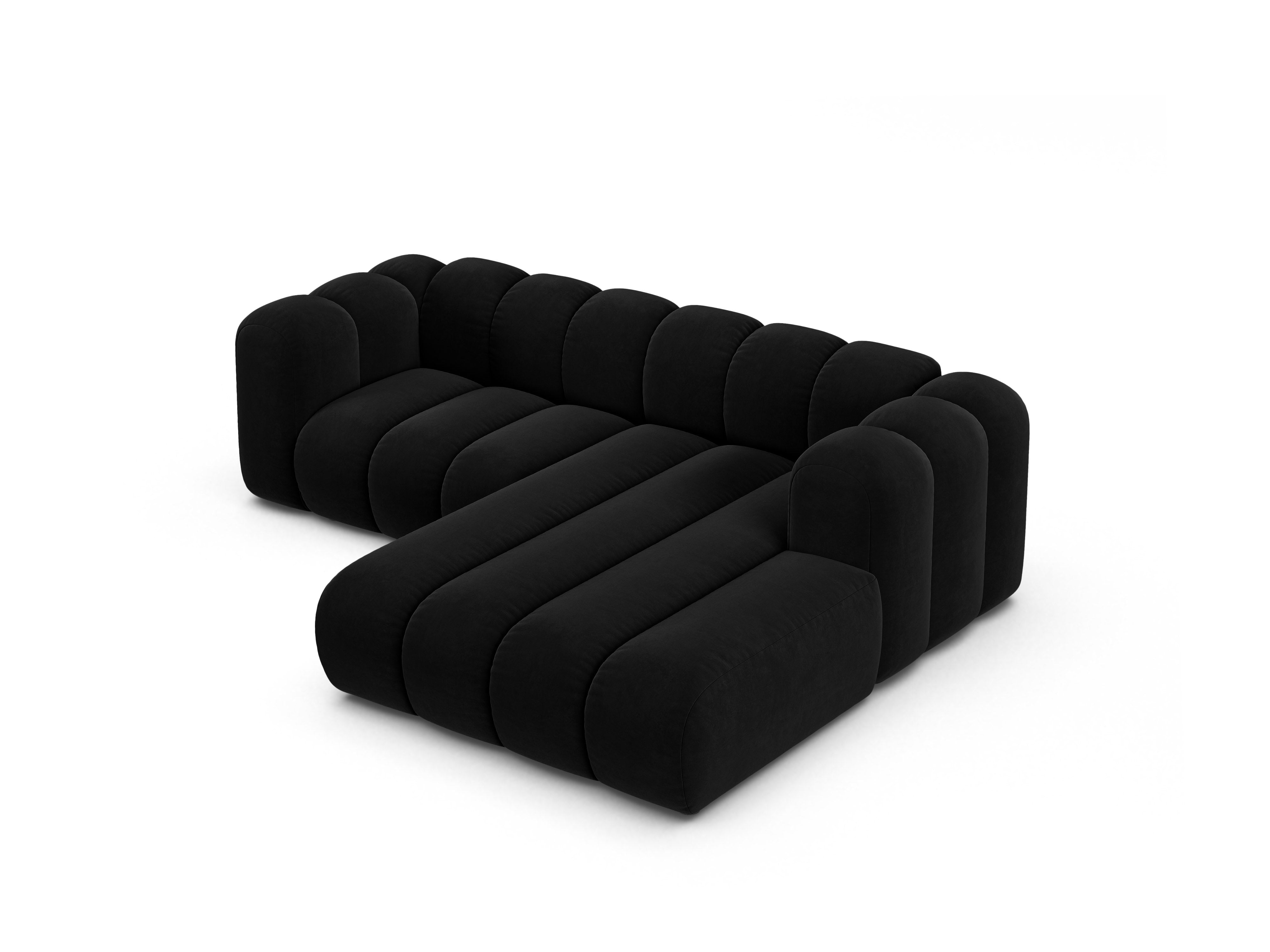 Samt-Ecksofa 3-sitzig rechts LUPINE schwarz