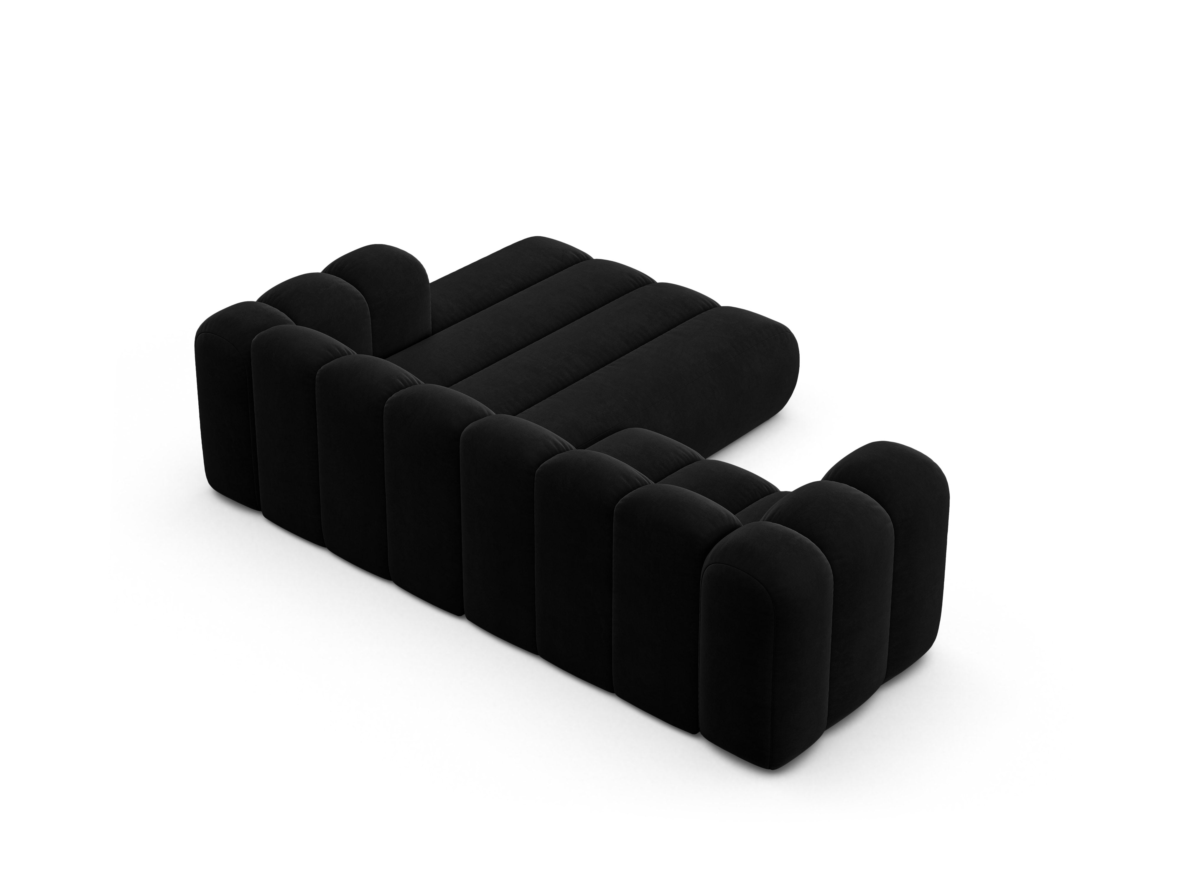 Samt-Ecksofa 3-sitzig rechts LUPINE schwarz