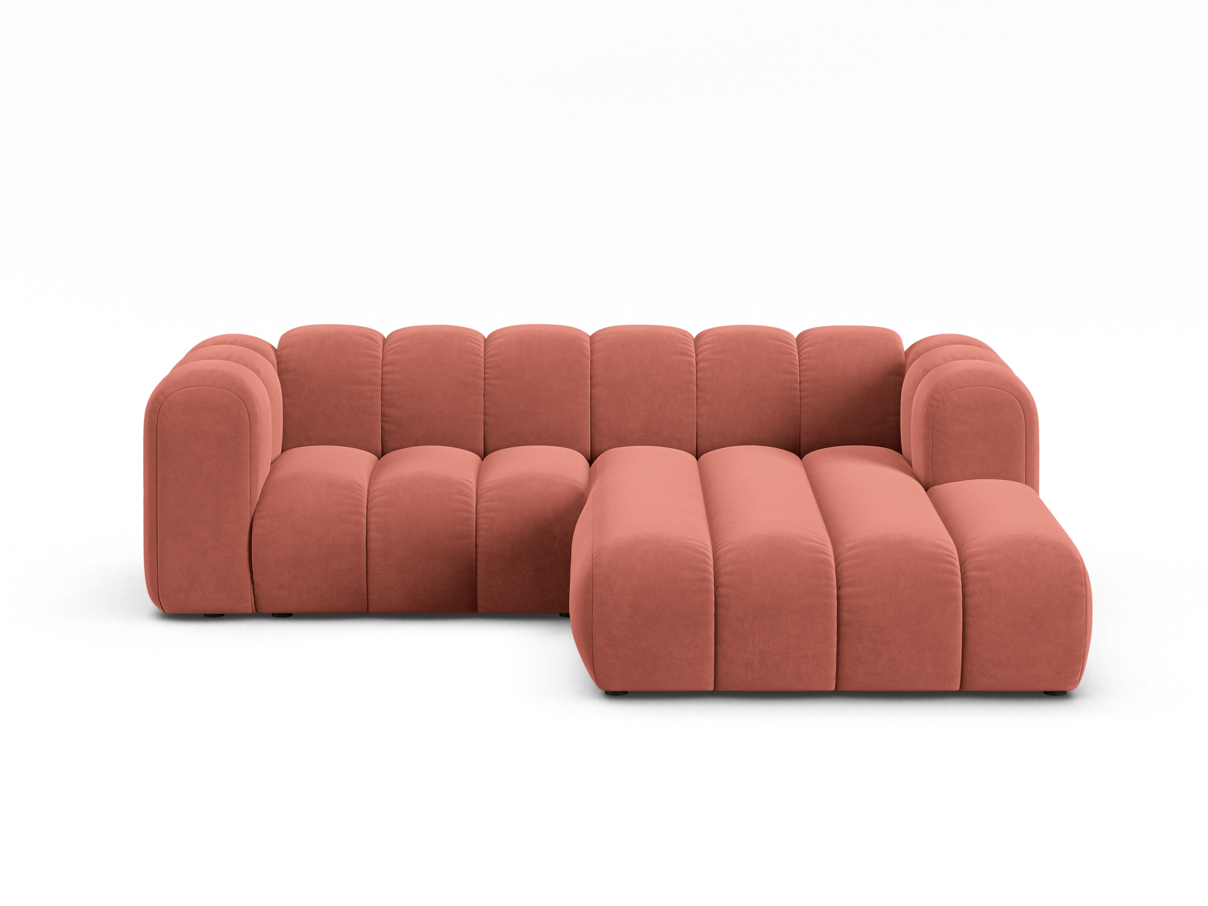 Samt-Ecksofa 3-sitzig rechts LUPINE koralle