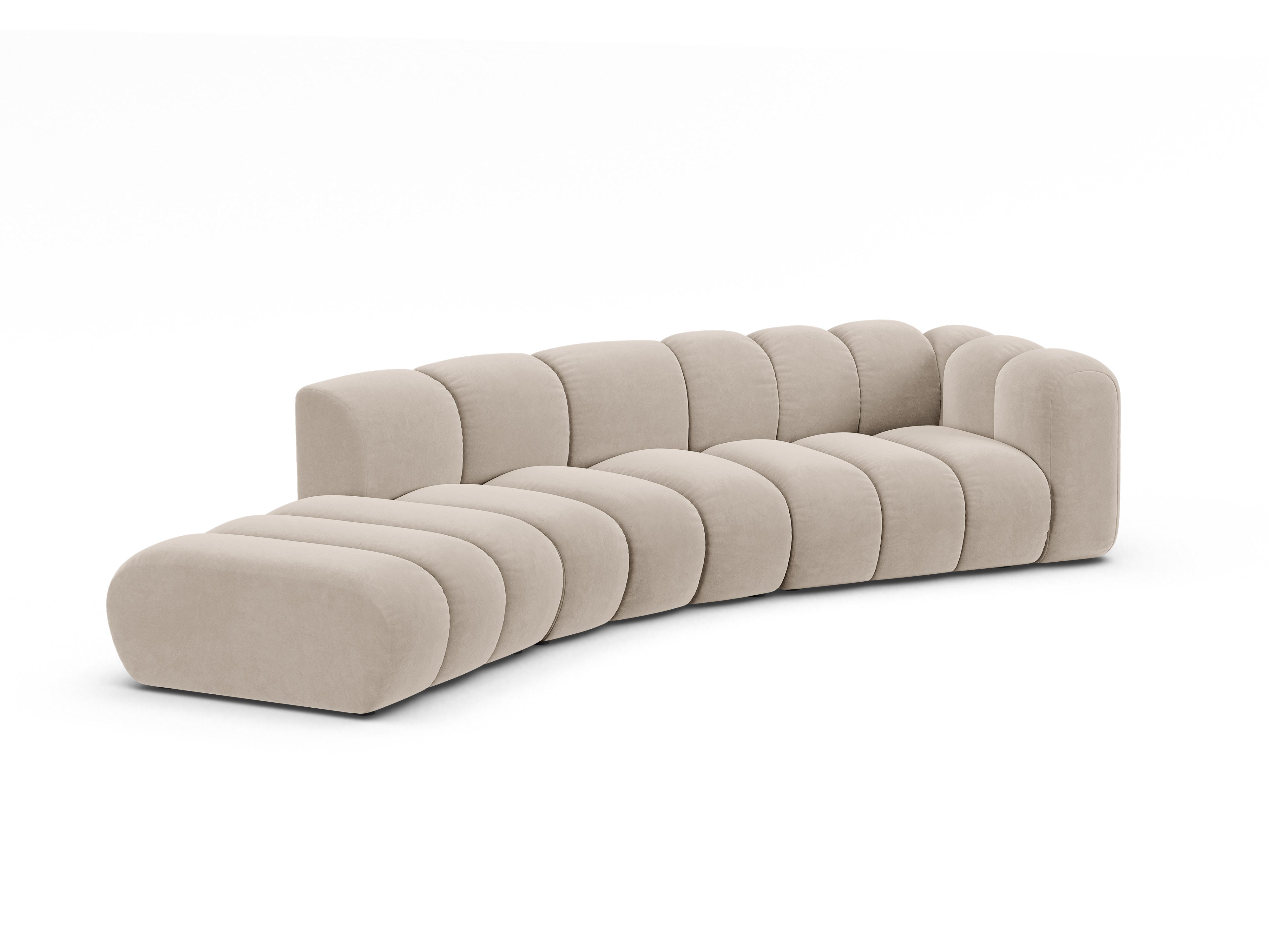 Sofa aus Samt 5-sitzig links LUPINE beige