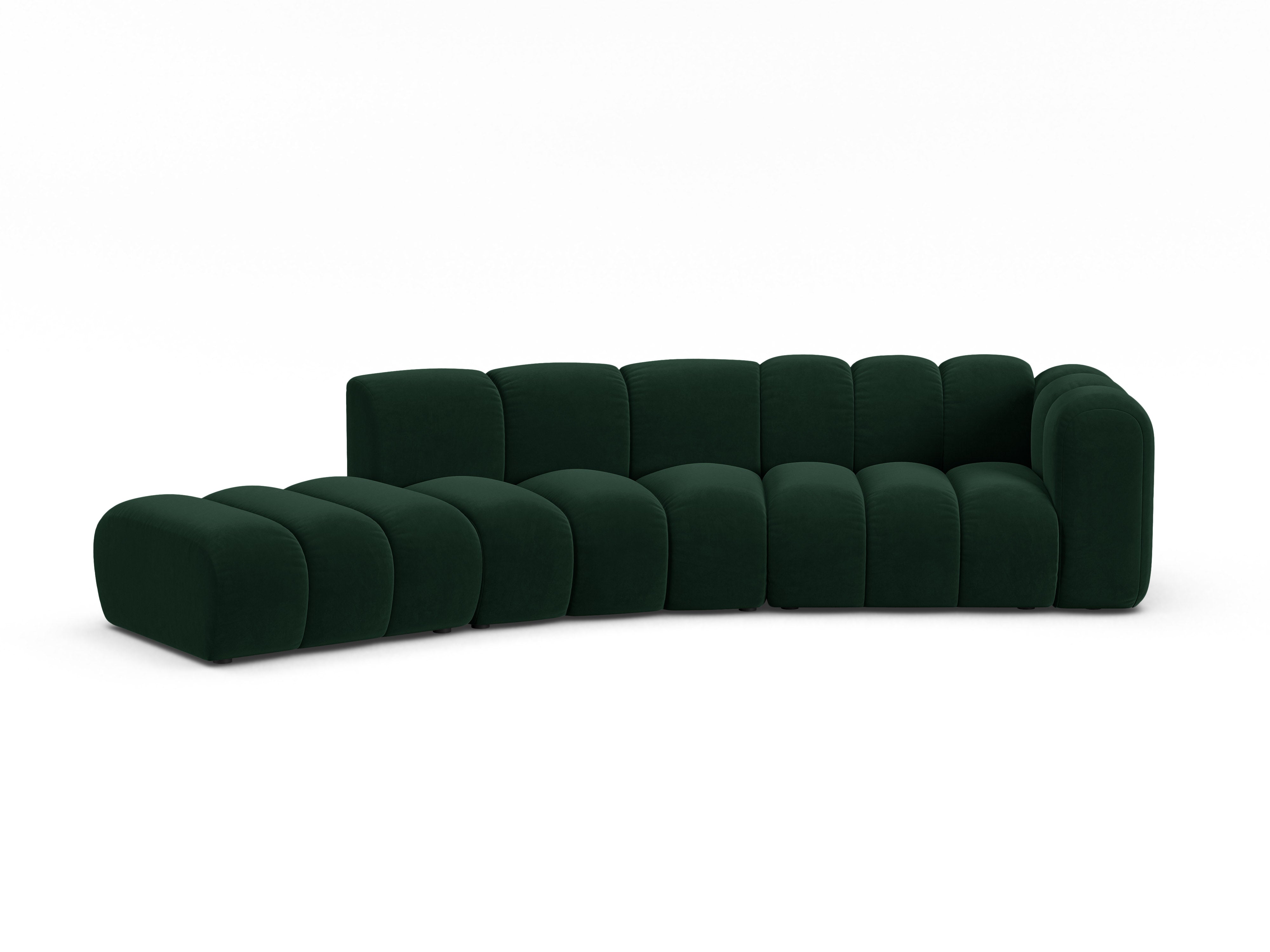 Sofa aus Samt 5-sitzig links LUPINE flaschengrün