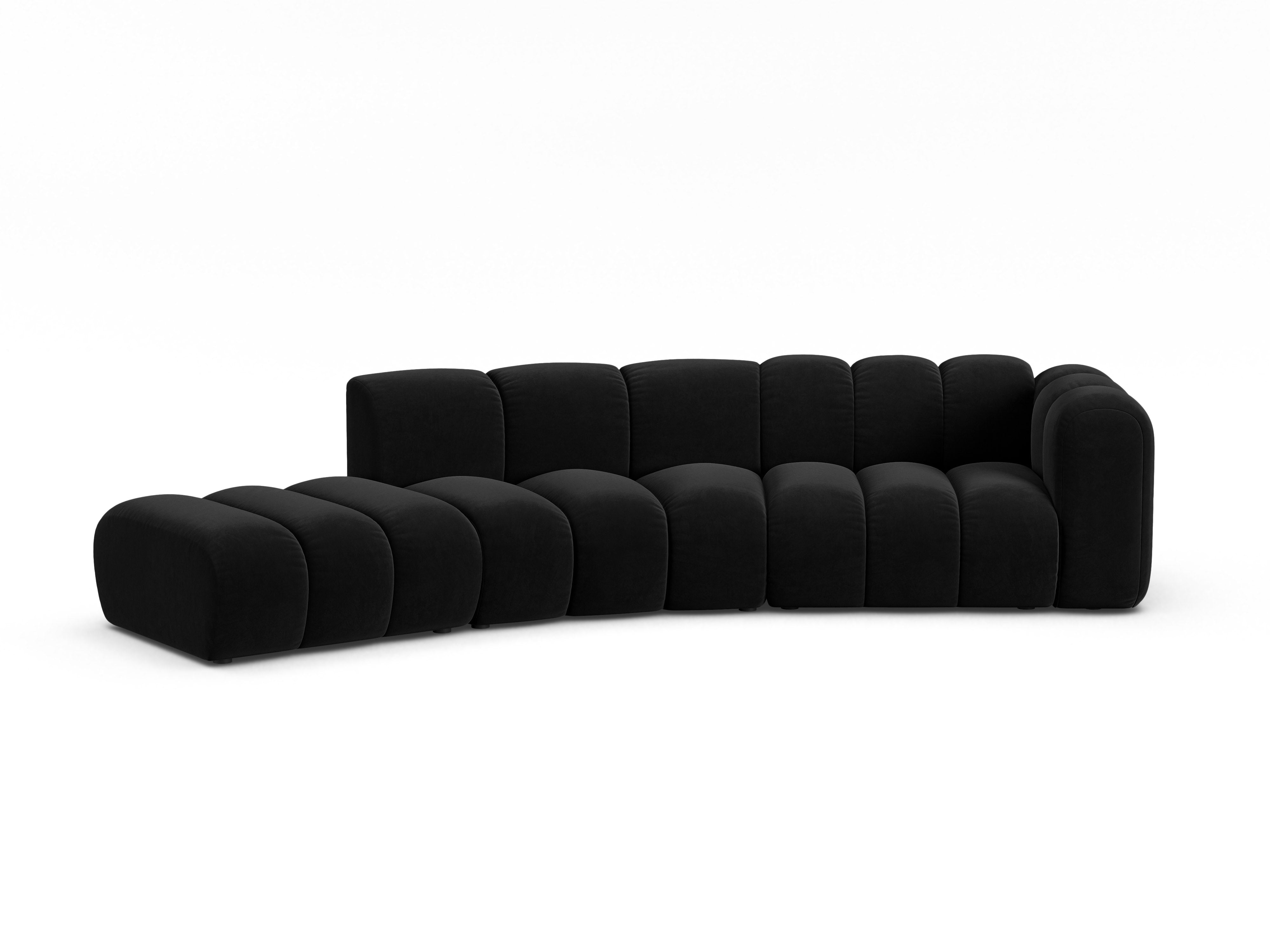 Samtsofa 5-sitzig links LUPINE schwarz