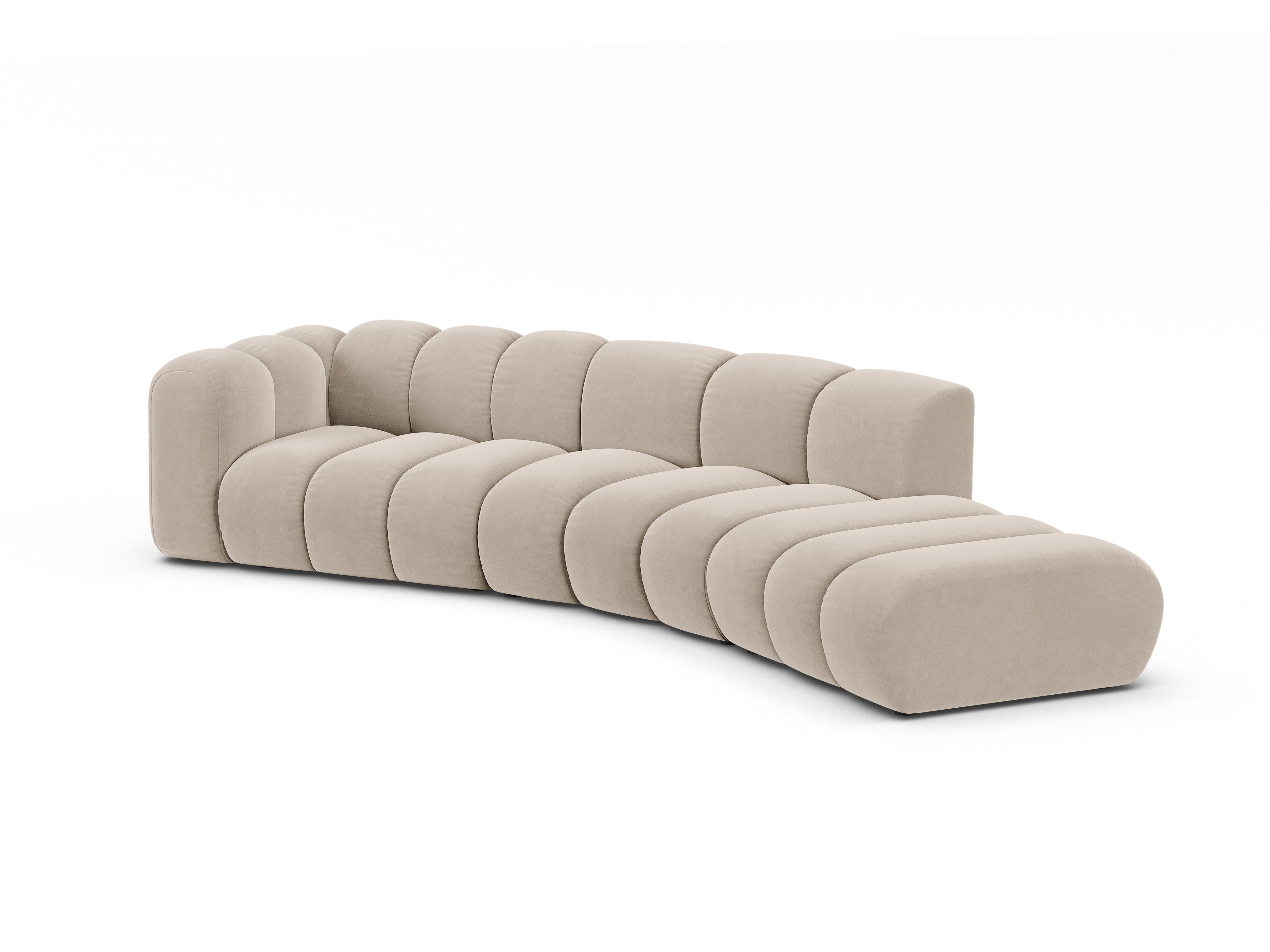 Sofa aus Samt 5-sitzig rechtsseitig LUPINE beige