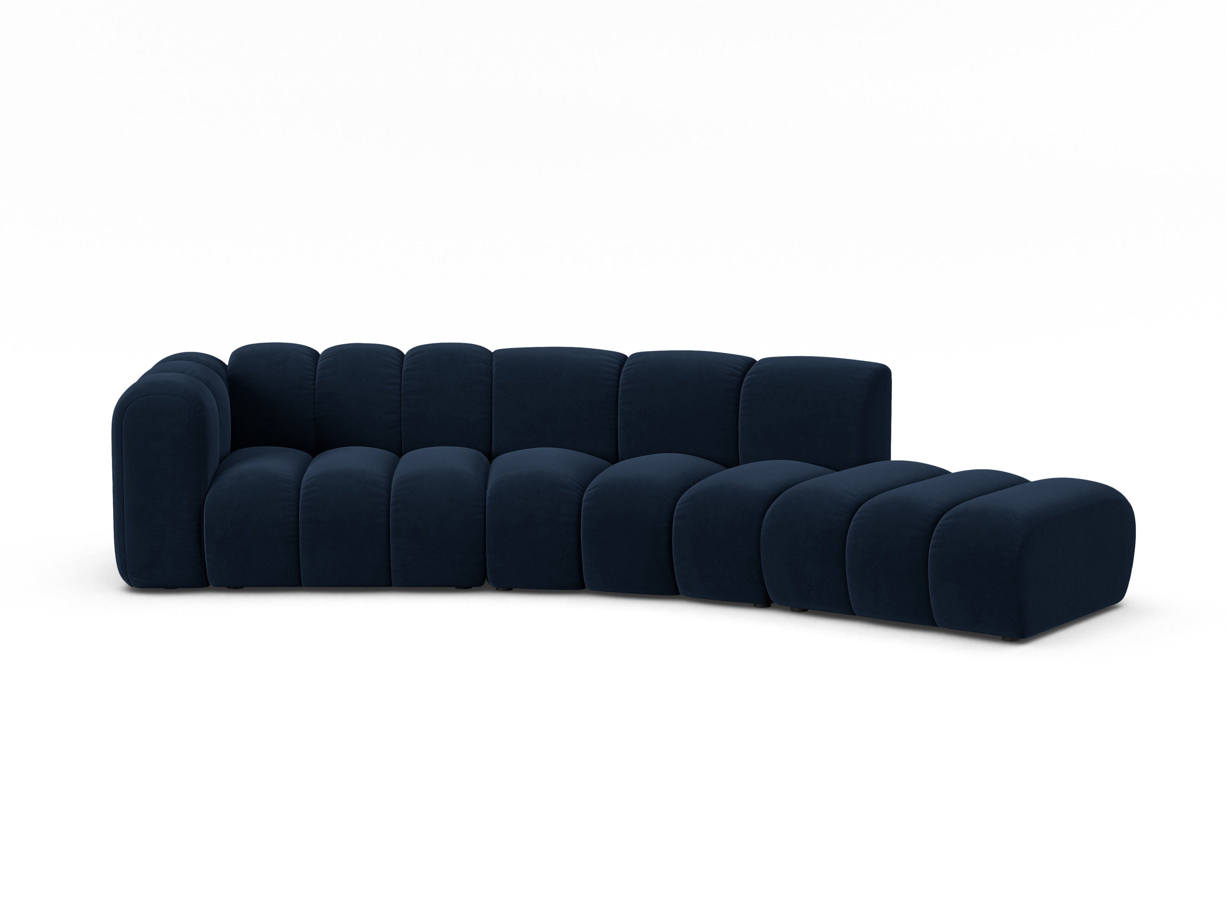 Sofa aus Samt für 5 Personen, rechtsseitig LUPINE, marineblau