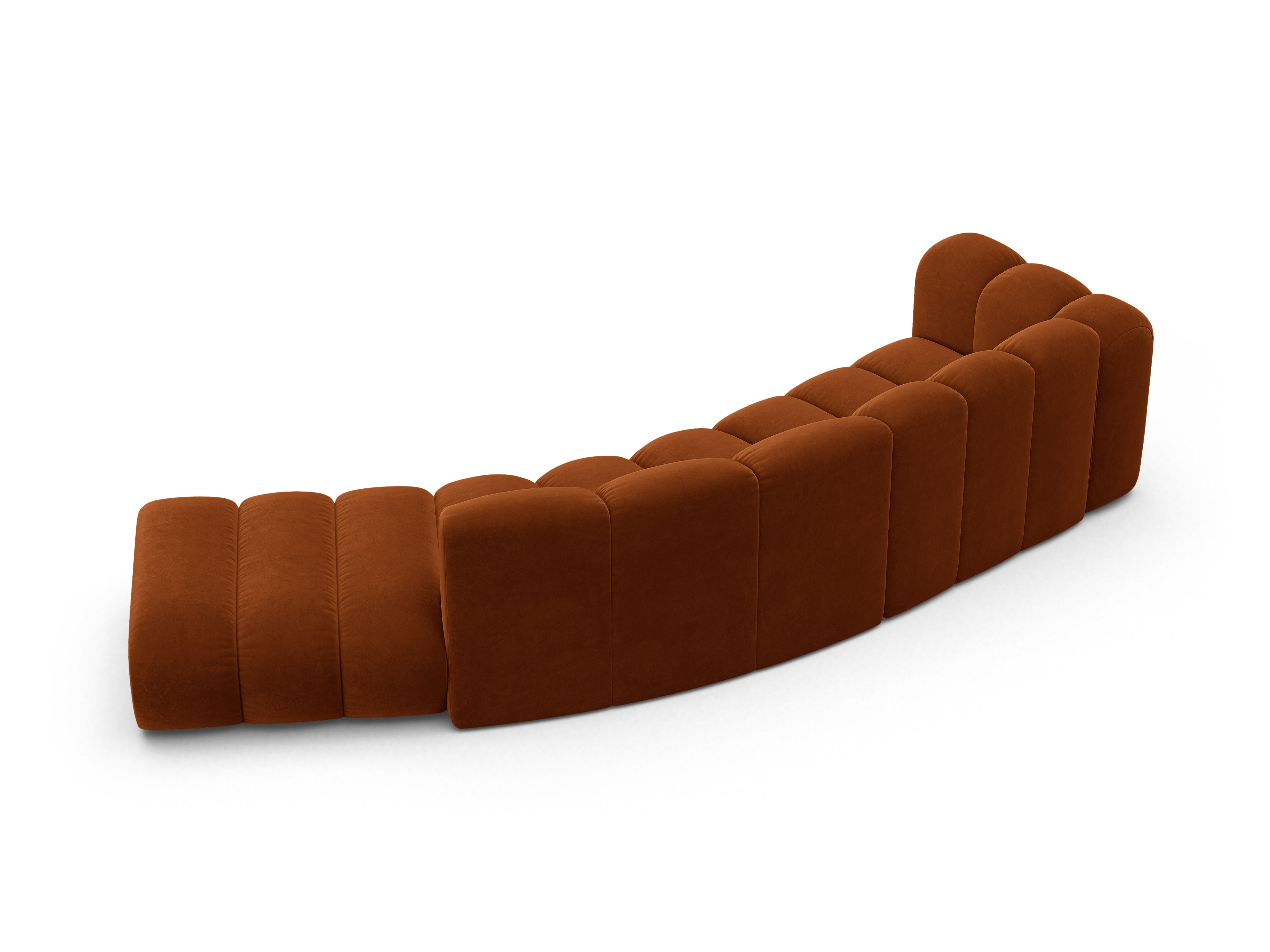 Sofa aus Samt für 5 Personen, rechtsseitig LUPINE, ziegelrot