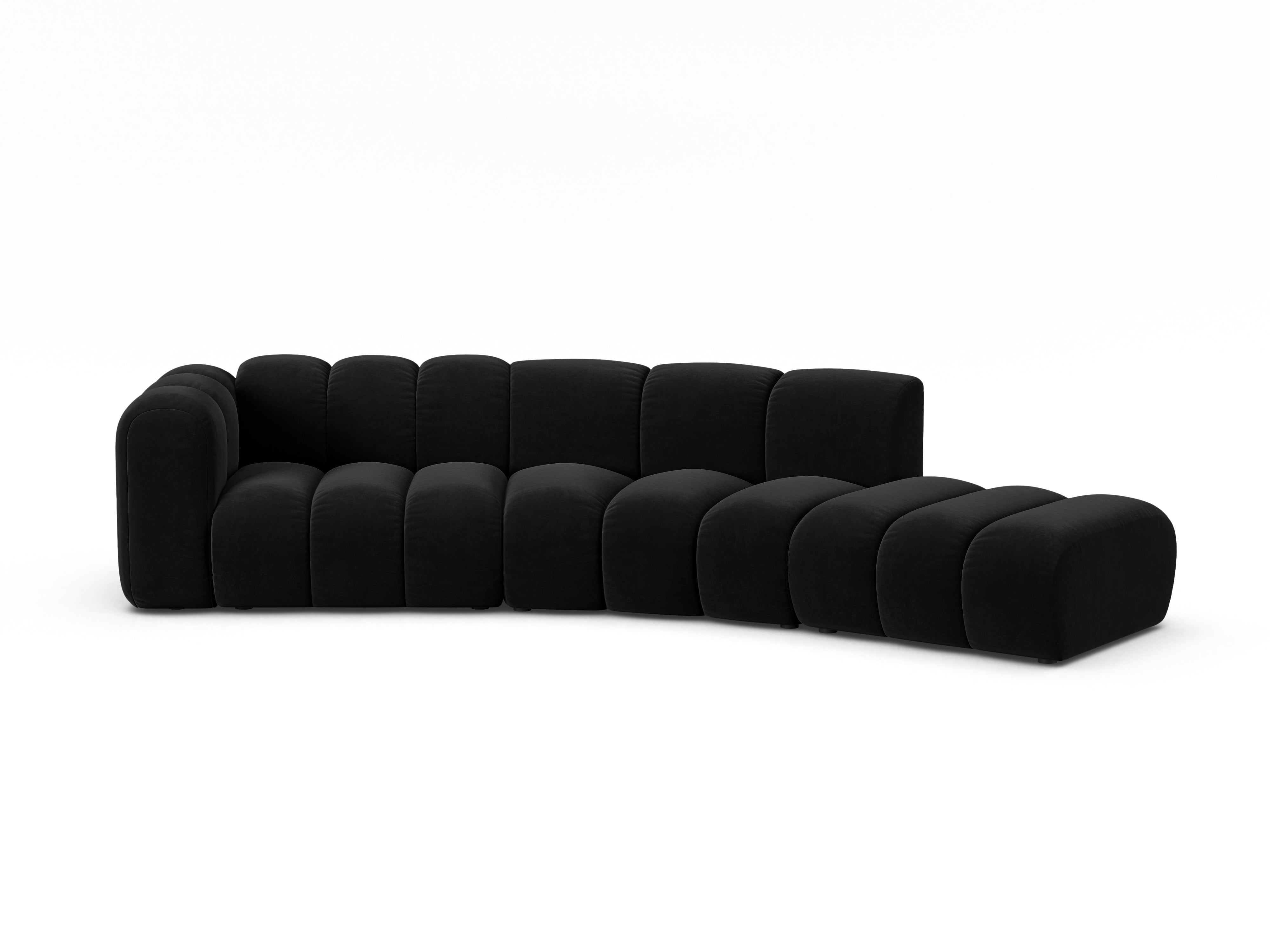 Sofa aus Samt für 5 Personen, rechtsseitig LUPINE schwarz