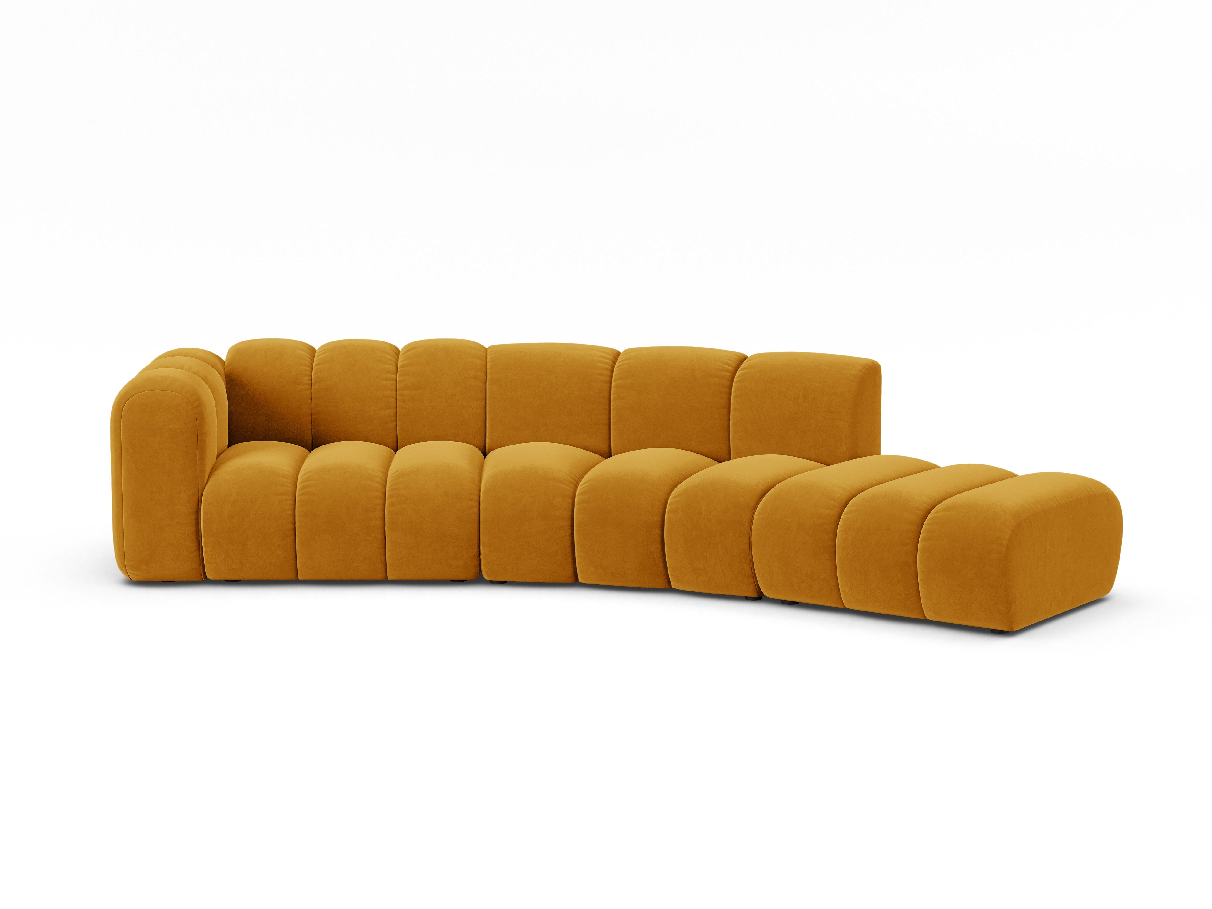 Sofa aus Samt für 5 Personen, rechtsseitig LUPINE, senfgelb