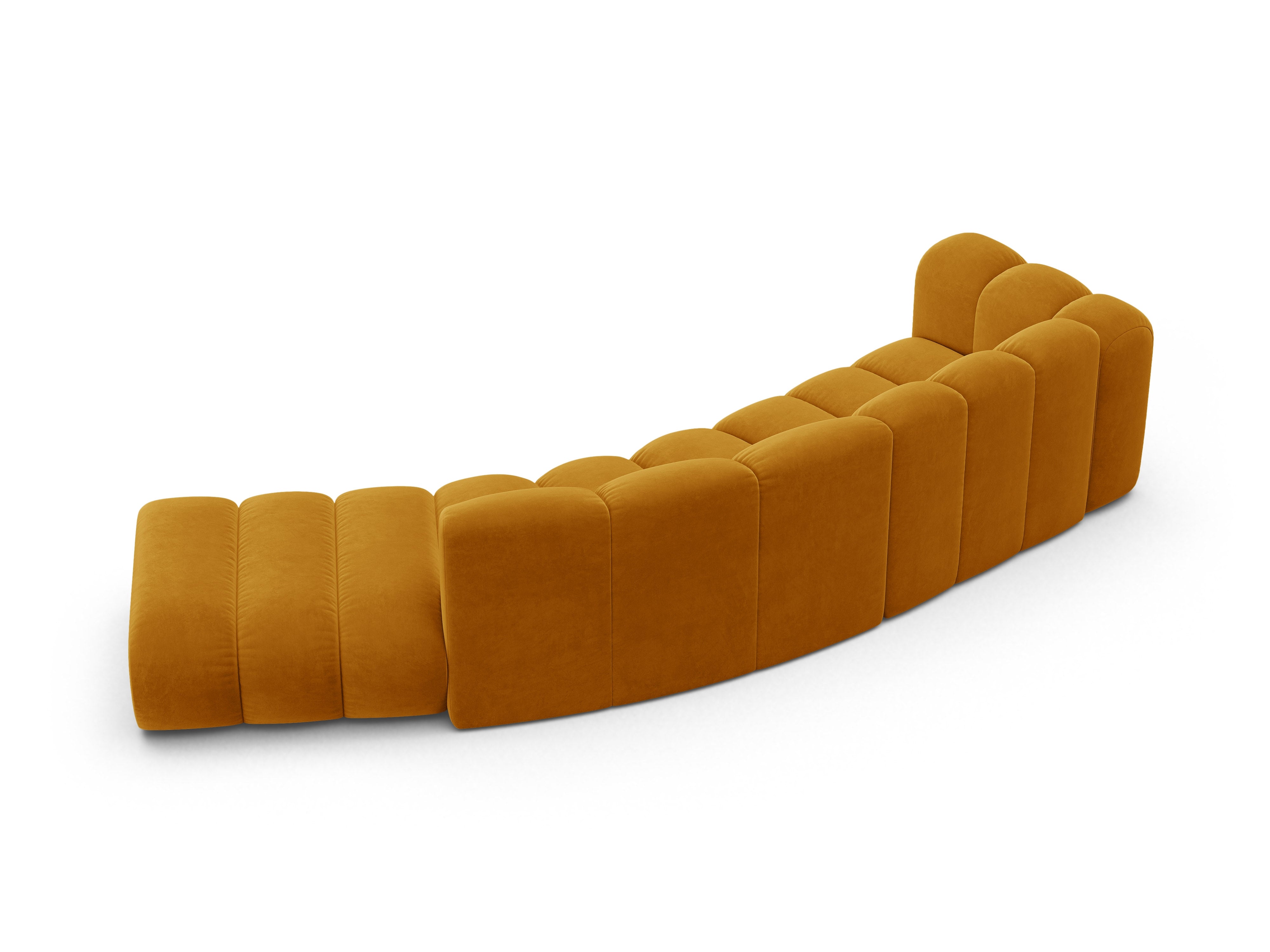 Sofa aus Samt für 5 Personen, rechtsseitig LUPINE, senfgelb