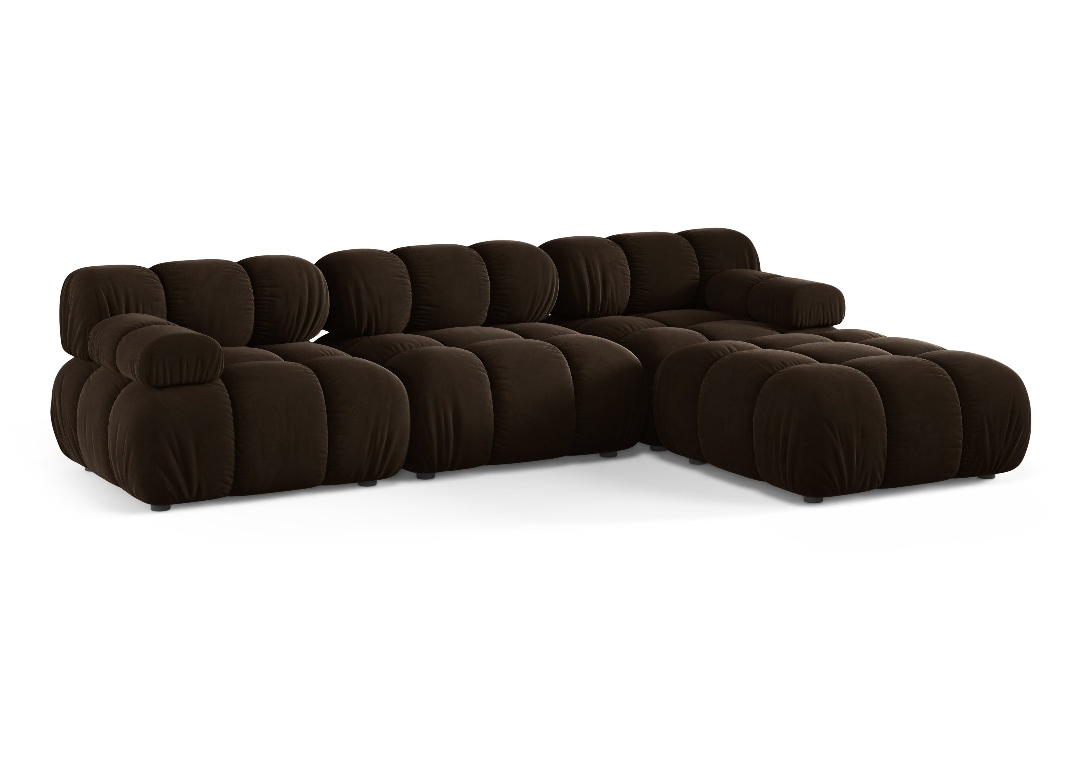 Universeller Samt-Ecksofa BELLIS in Schokoladenfarbe