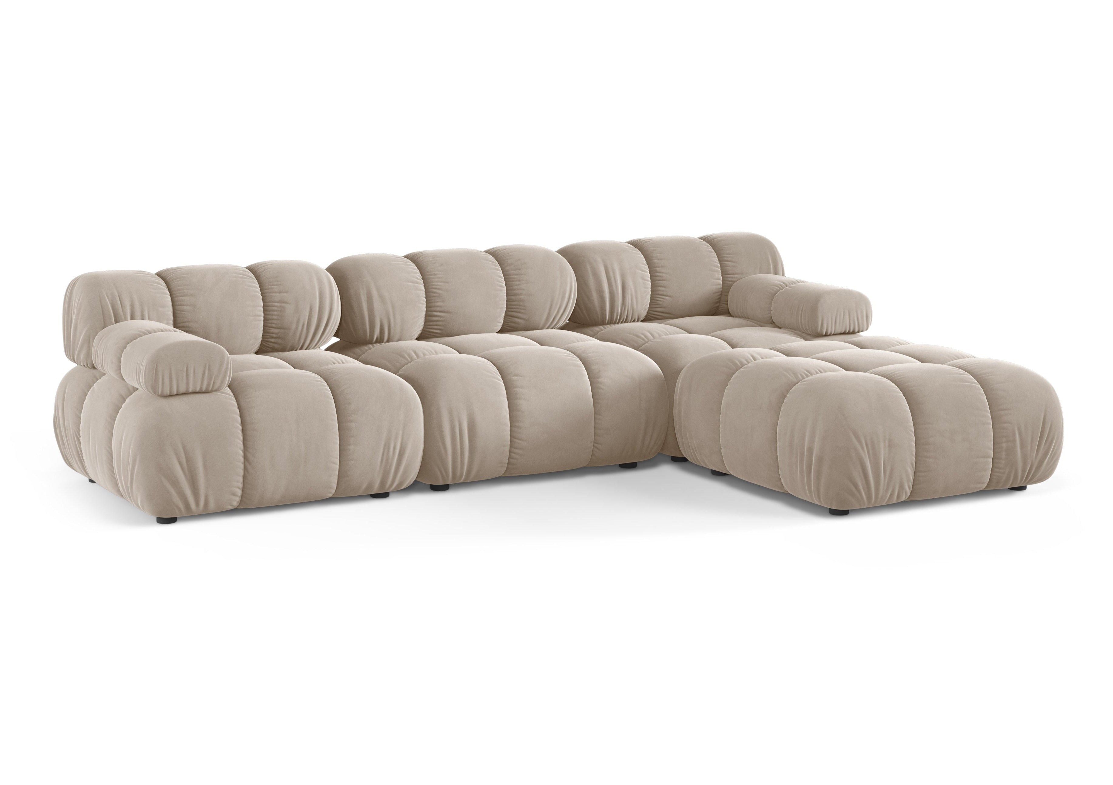 Universeller Samt-Ecksofa BELLIS in Beige